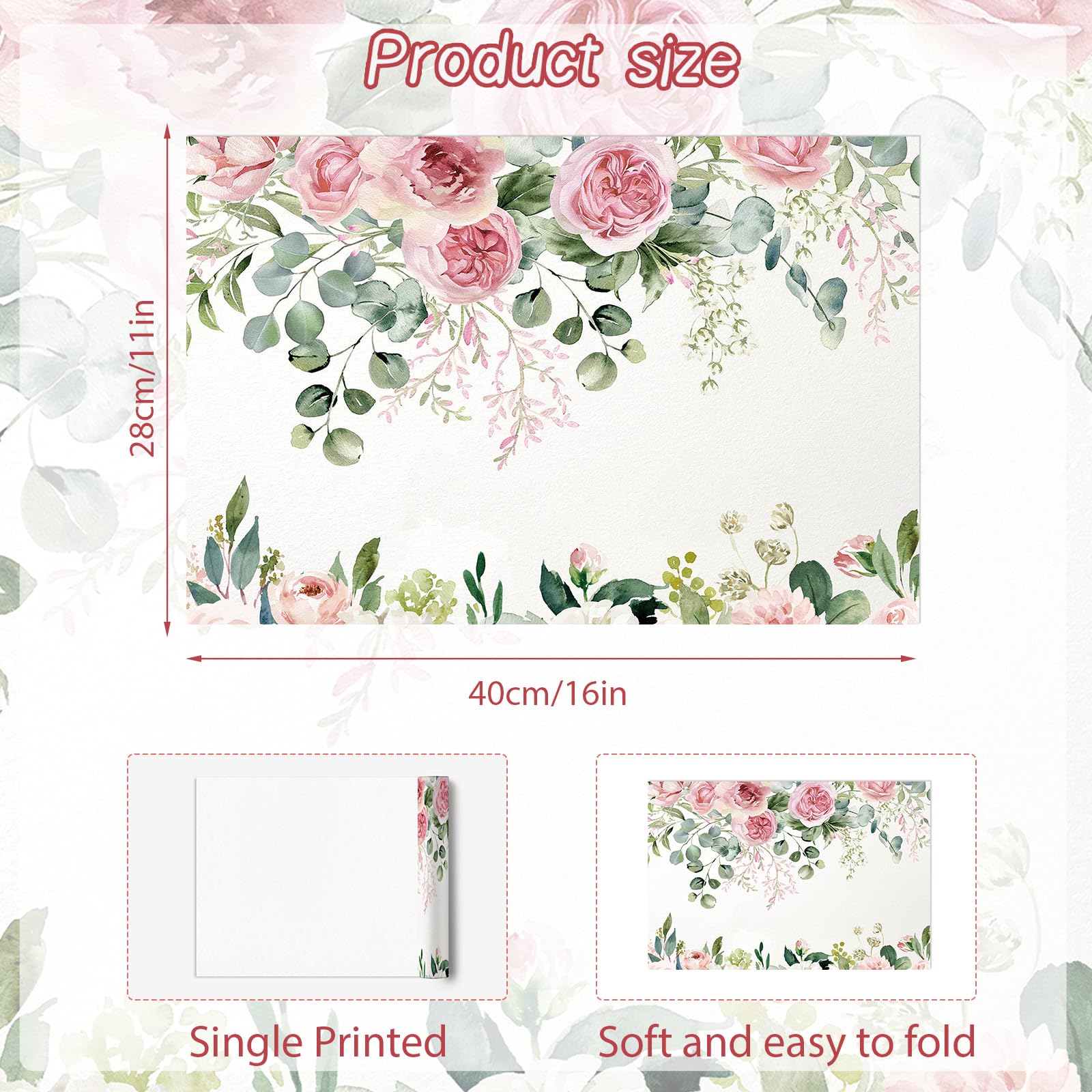 Lot de 30 sets de table jetables en papier avec feuilles d'eucalyptus - Décoration pour fête de mariage, anniversaire, vacances, fournitures de fête, 28 x 43 cm