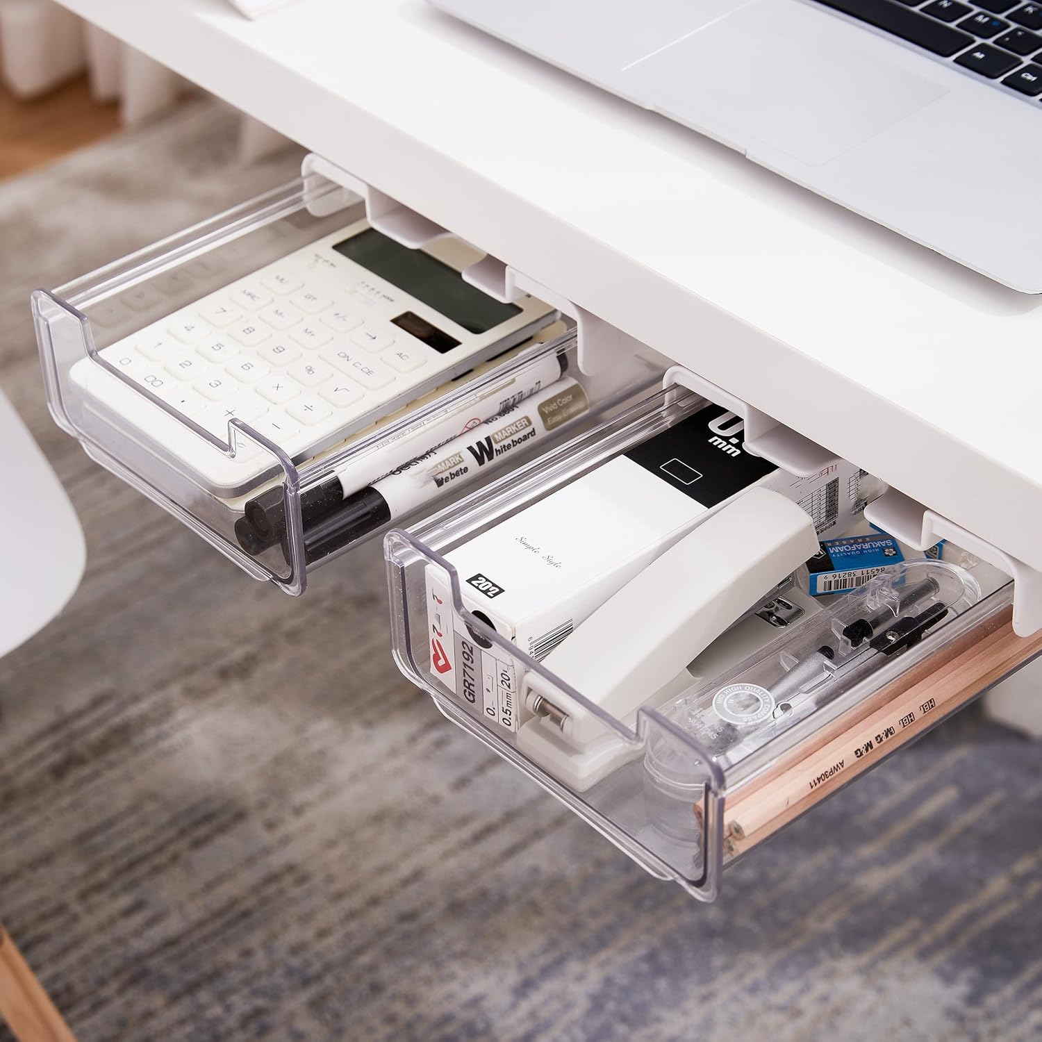 Citylife 2 Packs SelfAdhesive Under Desk Drawer Slide Out