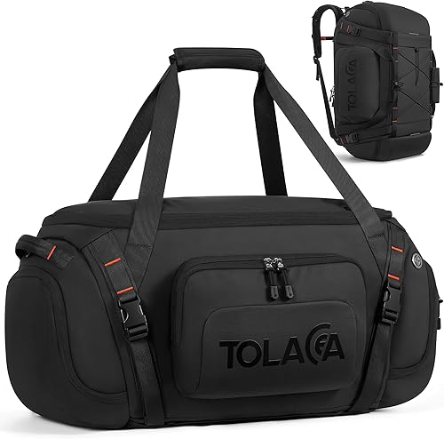 Tolaccea Mochila deportiva con funda independiente para laptop para hombre y mujer, Negro, Opciones de transporte 3 en 1 mochila, mano y bandolera