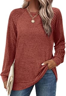 Saloogoe Women's Crewneck Tunic Sweatshirts - Lightweight Raglan Long Sleeve Fall Sweaters, Flattering Loose Fit Tops 2025