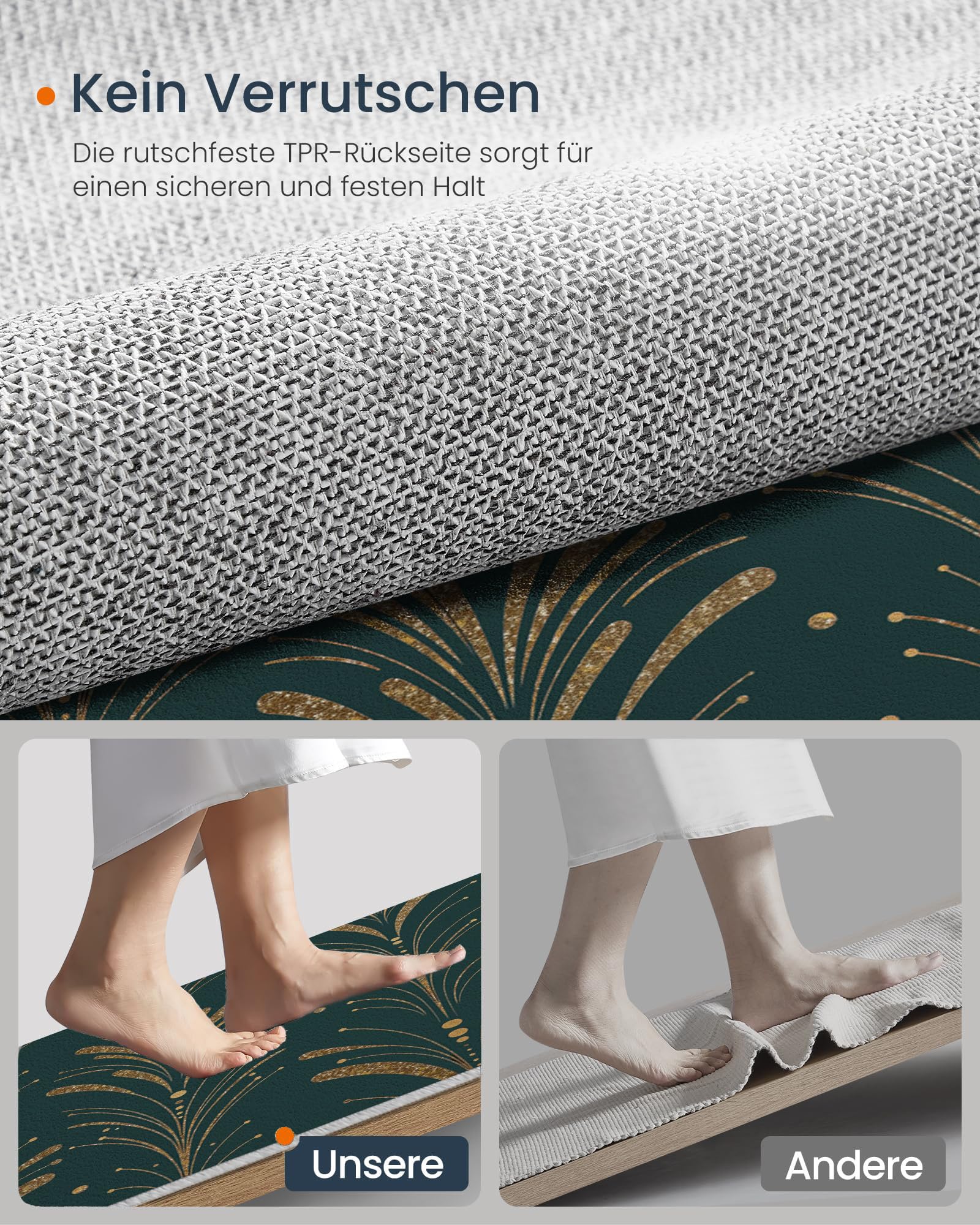 Paillasson de intérieur Antidérapant, Tapis de Rétro Luxe, Tapis Salle de Bain Flanelle Douce, Absorbant l'eau, pour Cuisine (Cristal Pierre Précieuse, 80x120cm