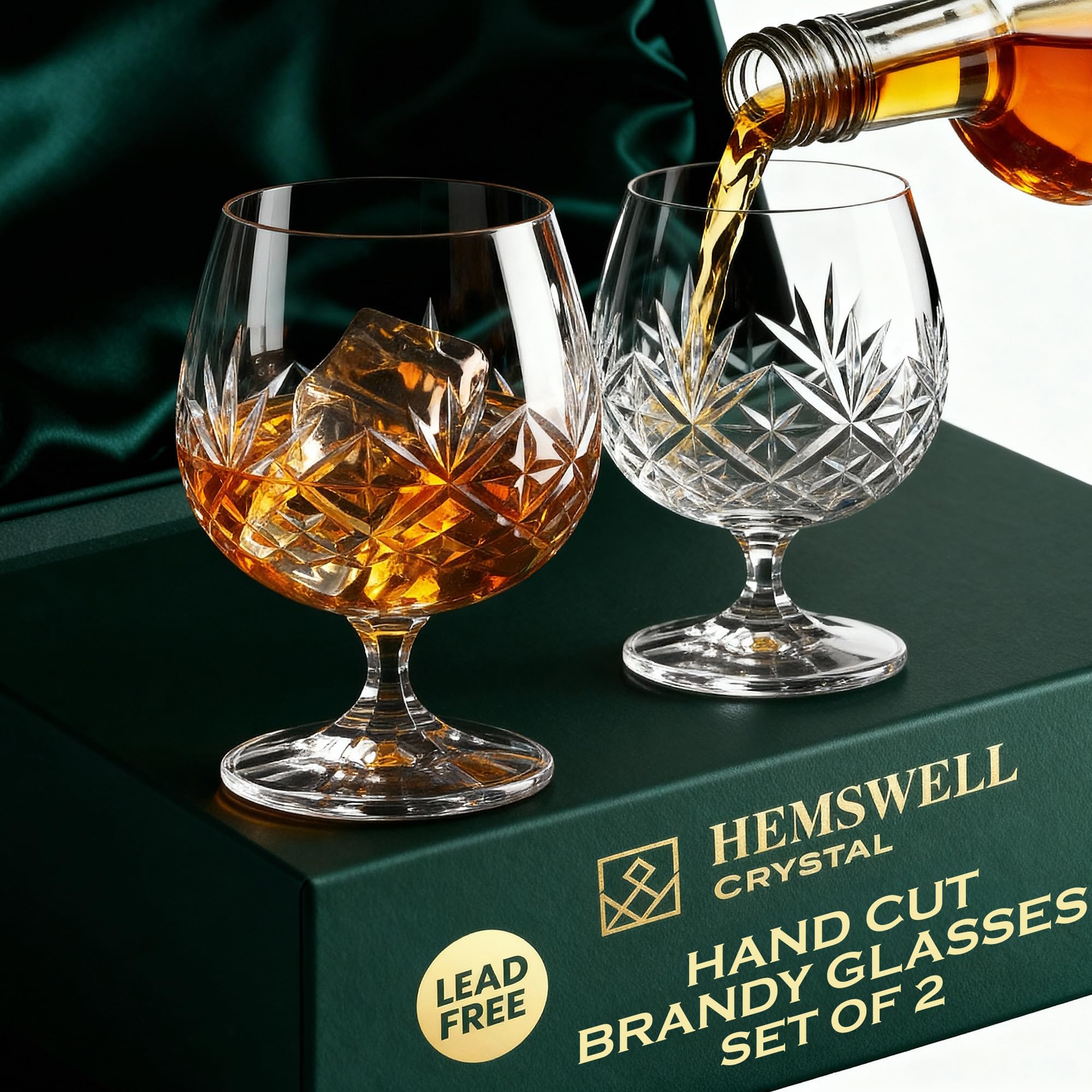Amazon.com | Hemswell Crystal Brandy Snifter Glasses Set of 2