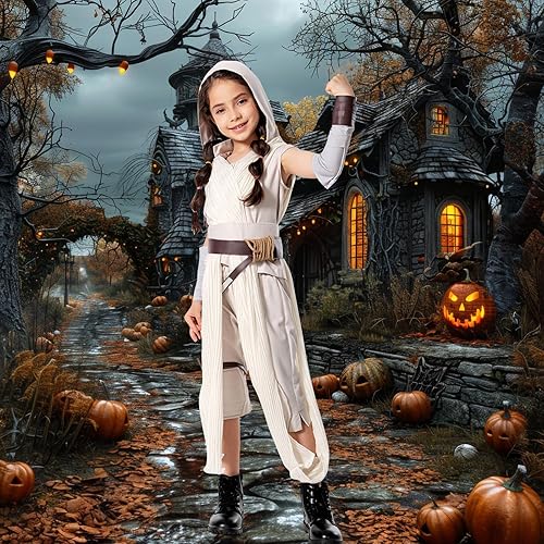 Miniatura 5 de Heodols Disfraz de caballero para niñas, disfraces de cosplay para Halloween, disfraz de maestro de la fuerza para niños