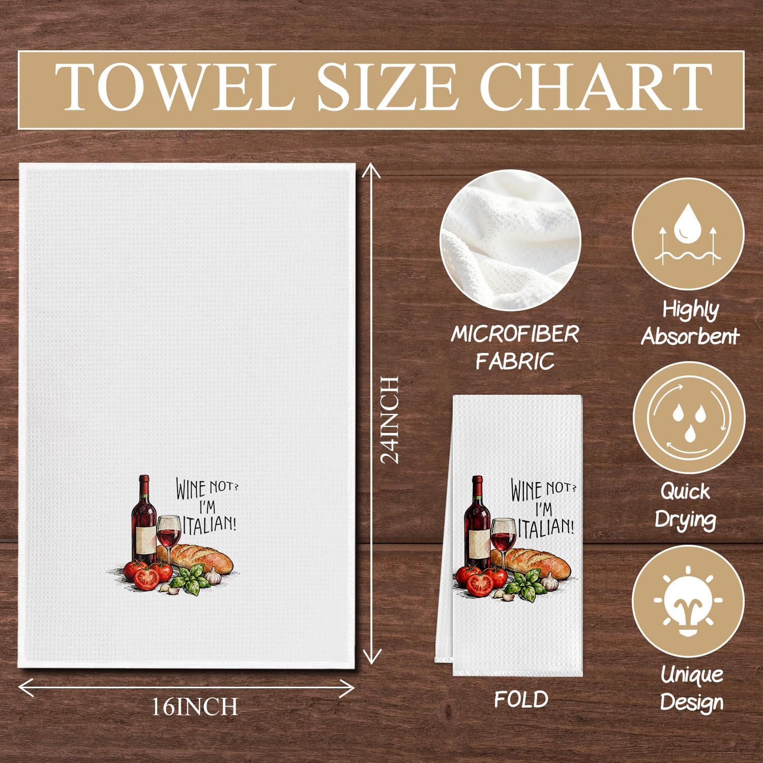 Funny Italian Wine Kitchen Towels,Gifts for Wine Lovers Drinkers Dish Tea Towels,Funny Italian Gifts Decorative Hand Towel for Kitchen Decor,16x24 Inch - Image 6