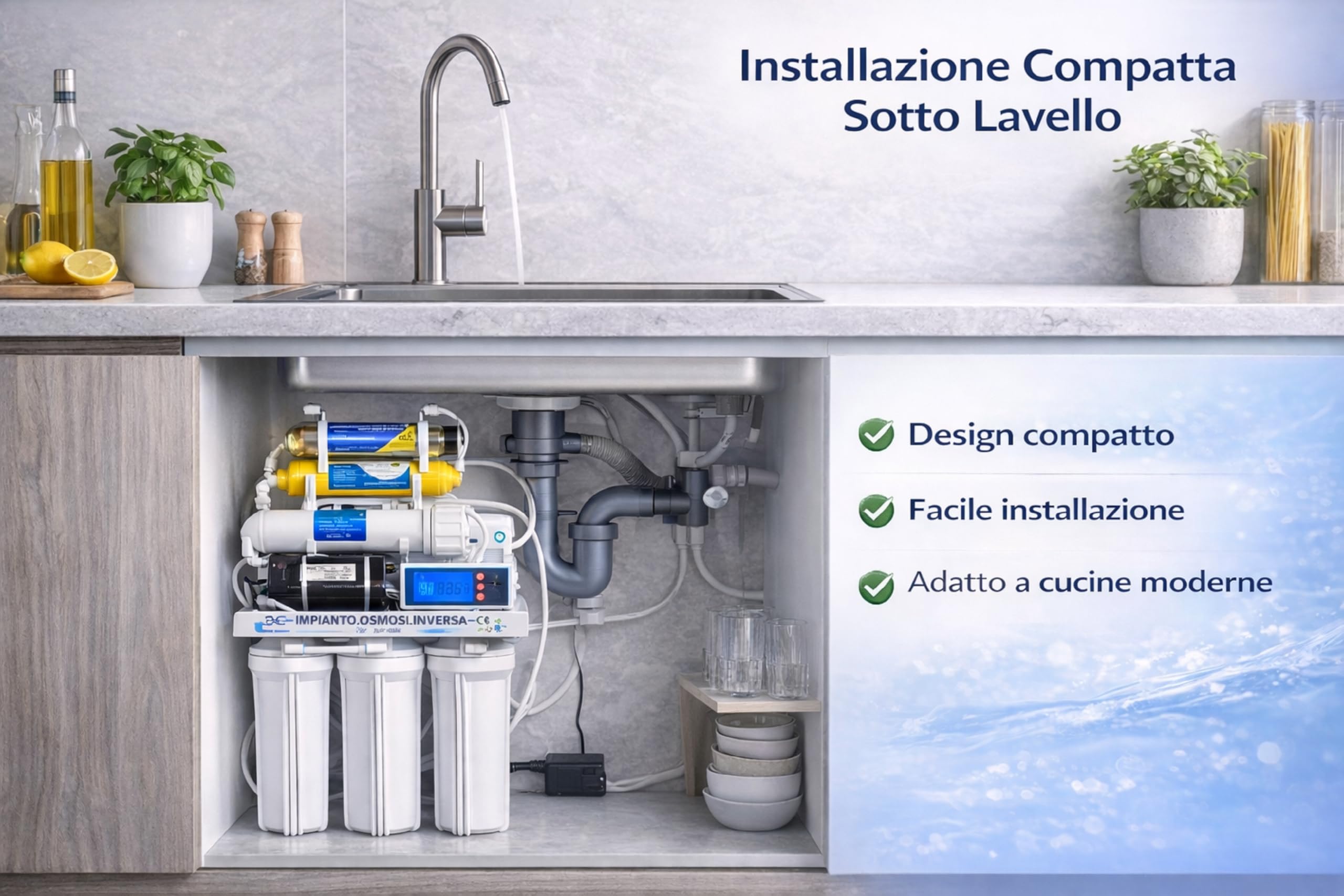 Depuratore Acqua Osmosi Invera 8 Stadi con Lampada UV | Purificatore domestico per acqua potabile dal rubinetto di casa