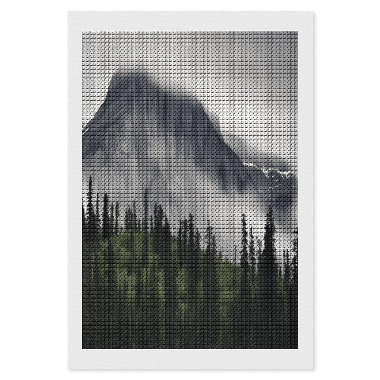 FodPand Canadian Smokey Mountain Cliff Diamond Painting Kit for Beginner Fun 5D DIY Crafts for Adults Diamond Art Kits Square Diamond Art Canvas Painting Gem Art Crafts for Home Wall Decor 8"x12"