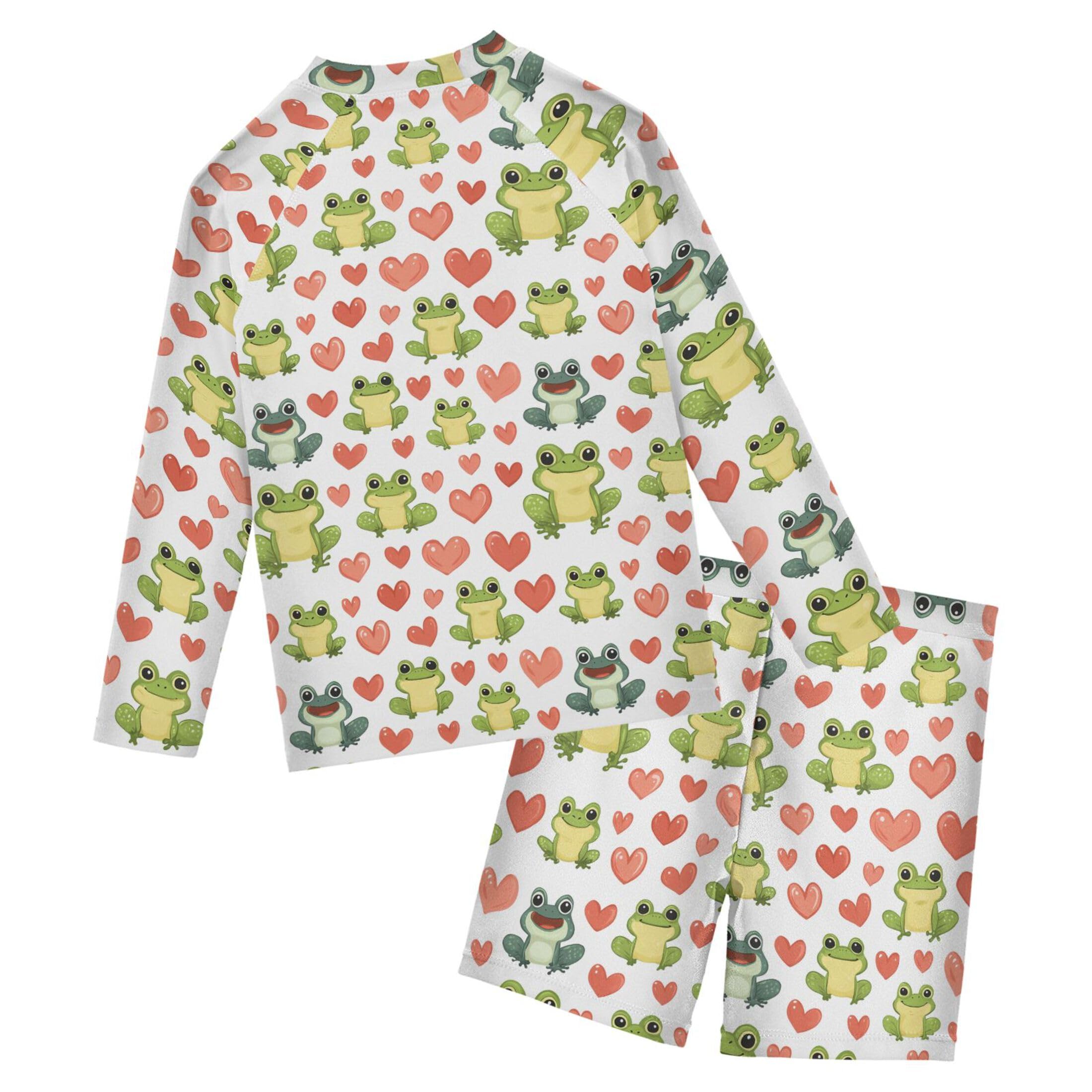 Cute Frog Baby Boys' Toddler Long Sleeved Rashguard Swim Bathing Suit Set B0404120