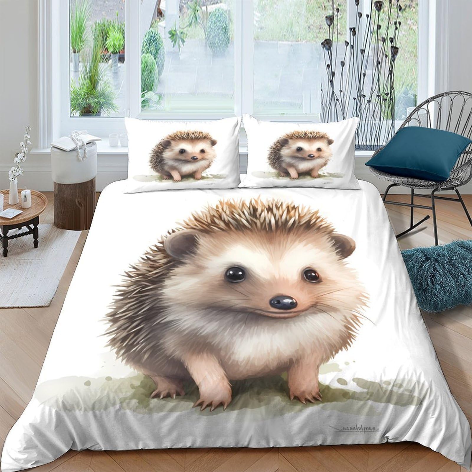 Ctjqhvkz Style-8 3D Printed Hedgehog Illustration Fitted Sheet Microfiber Soft Breathable Cute Animal Mattress Cover For Bedroom Guest Room Decor Single（135X200cm）