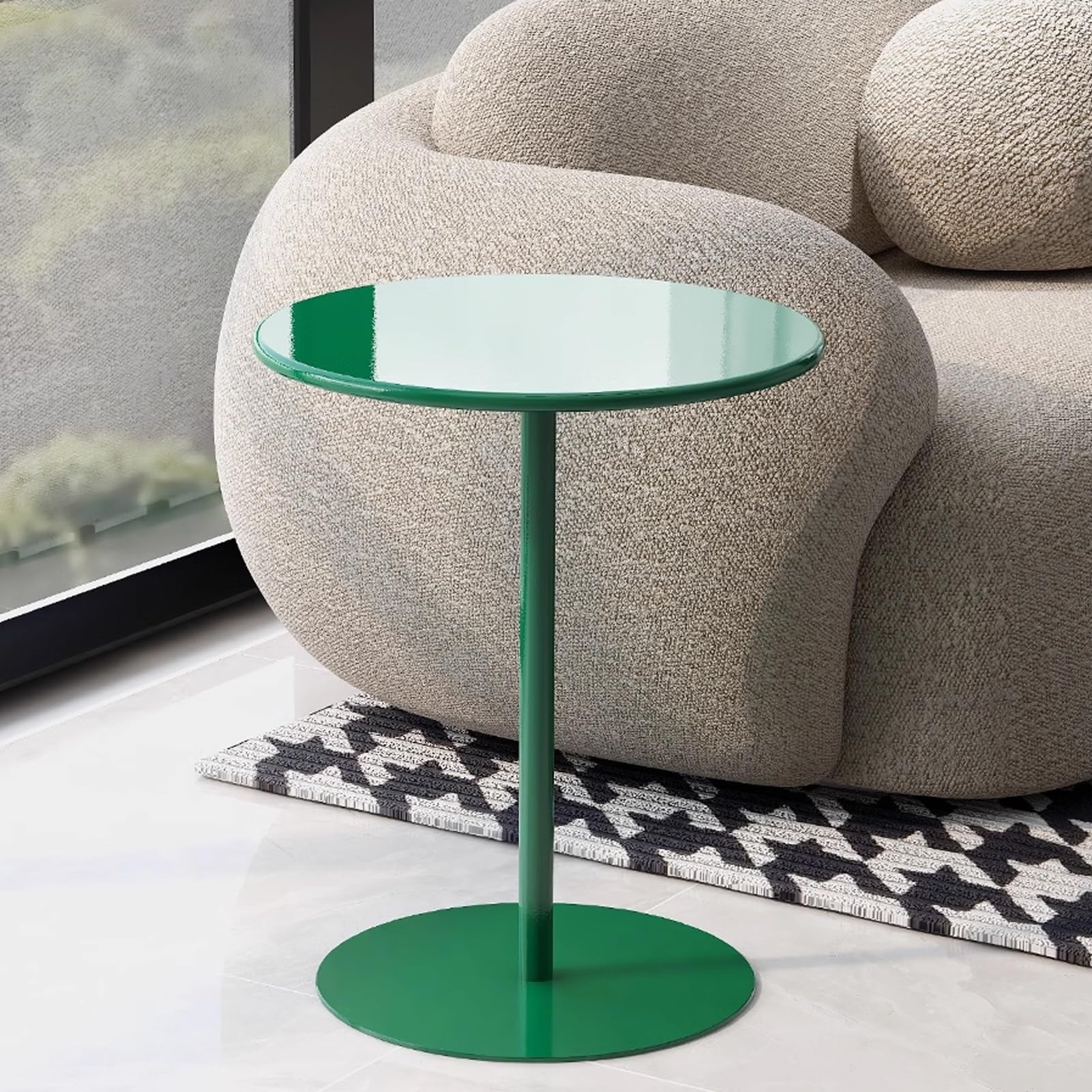 Table de bar d'extérieur en métal vert pour terrasse, bistrot, pub avec comptoir de boissons, table d'appoint de jardin pour intérieur et extérieur, 48 x 48 x 72 cm