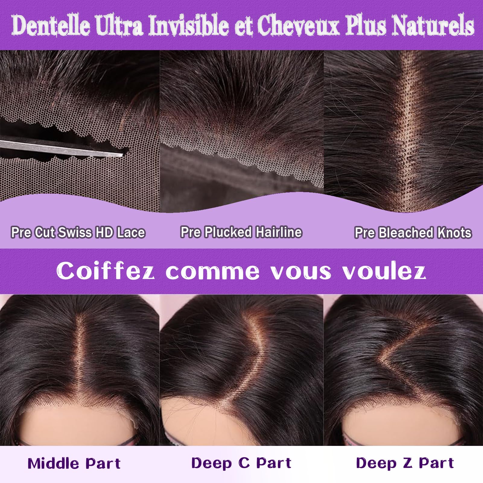 XSY Glueless Perruque Cheveux Humain Bob Wig Human Hair Wear And Go Perruque Femme Naturelle Sans Colle Pré-Découpée Pré-Épilée 4×4 Hd Perruques à Dentelle Frontale 180% Densité 10 Inch