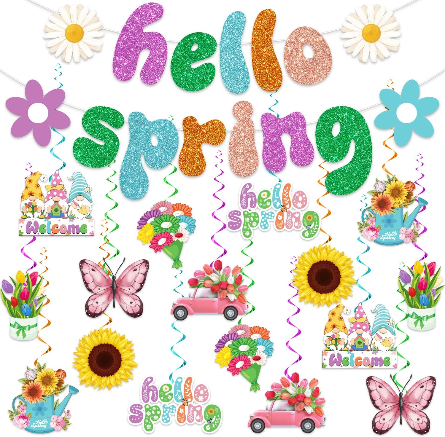 34Pc Spring Party Decorations, Hello Spring Decor include