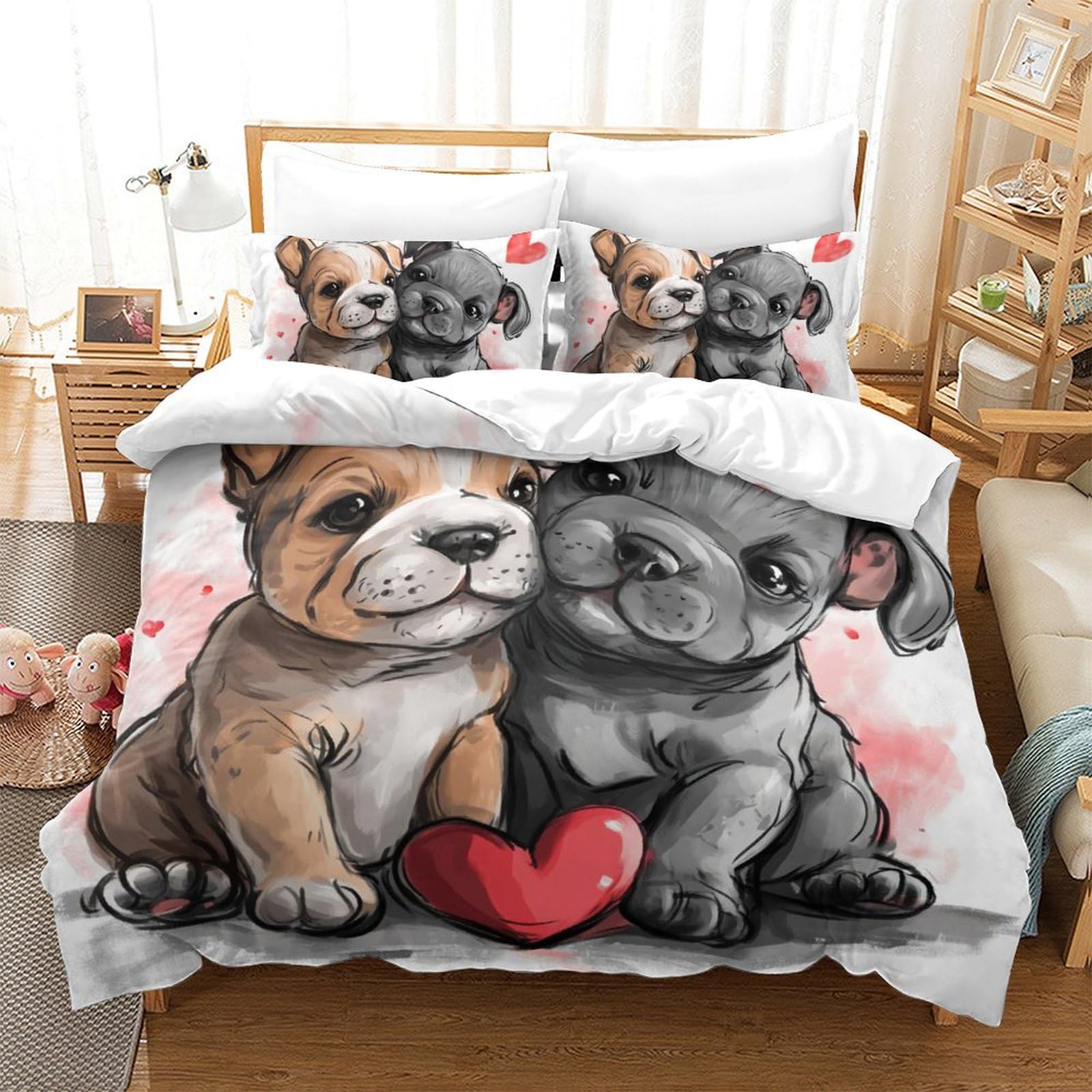 Parure de lit bouledogue français pour chambre d'enfant et ado passionné d'animaux