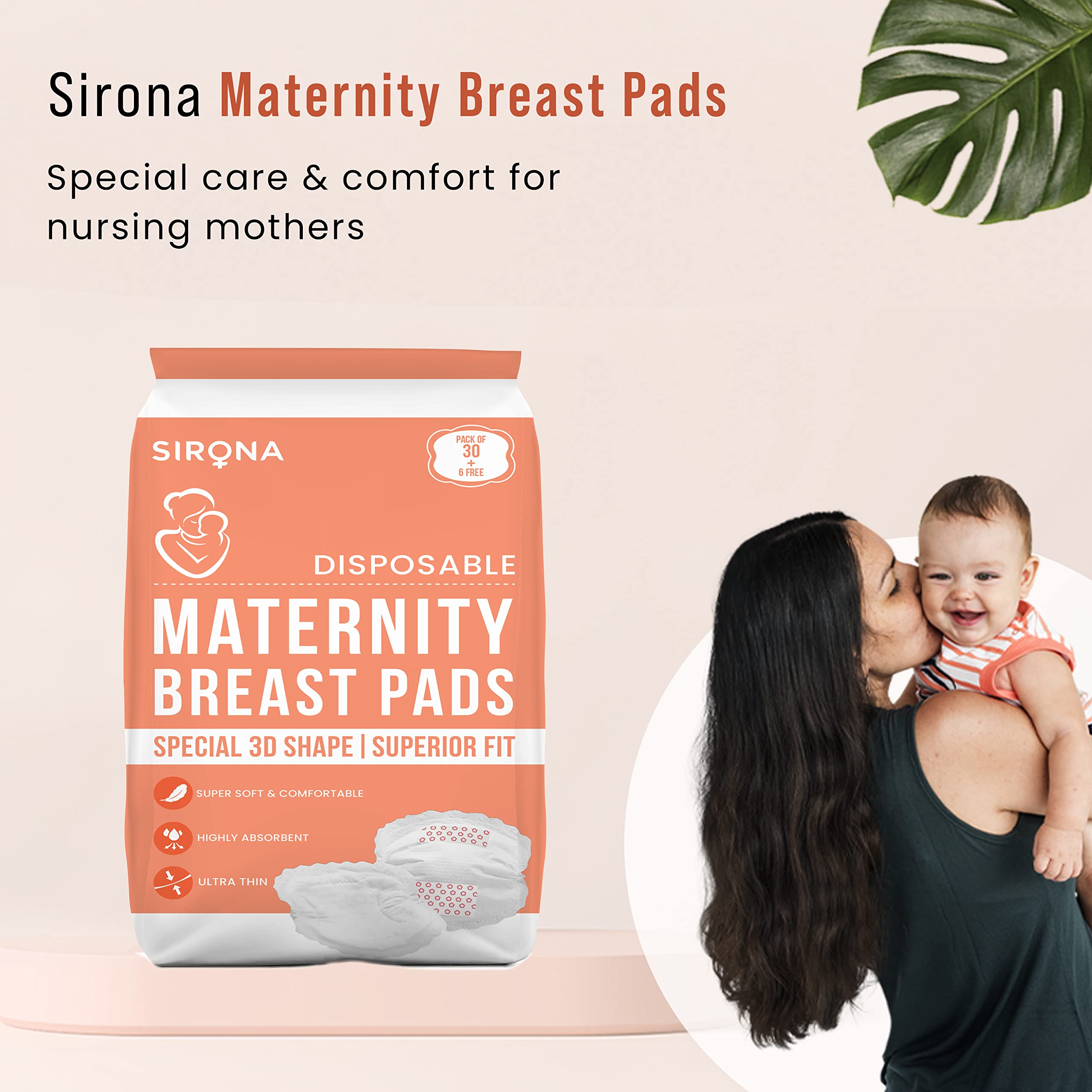 Sirona Disposable Breast Pads | Pack of 36 | with Supersoft, Ultra Thin & Super Absorbent - Image 2 thumbnail
