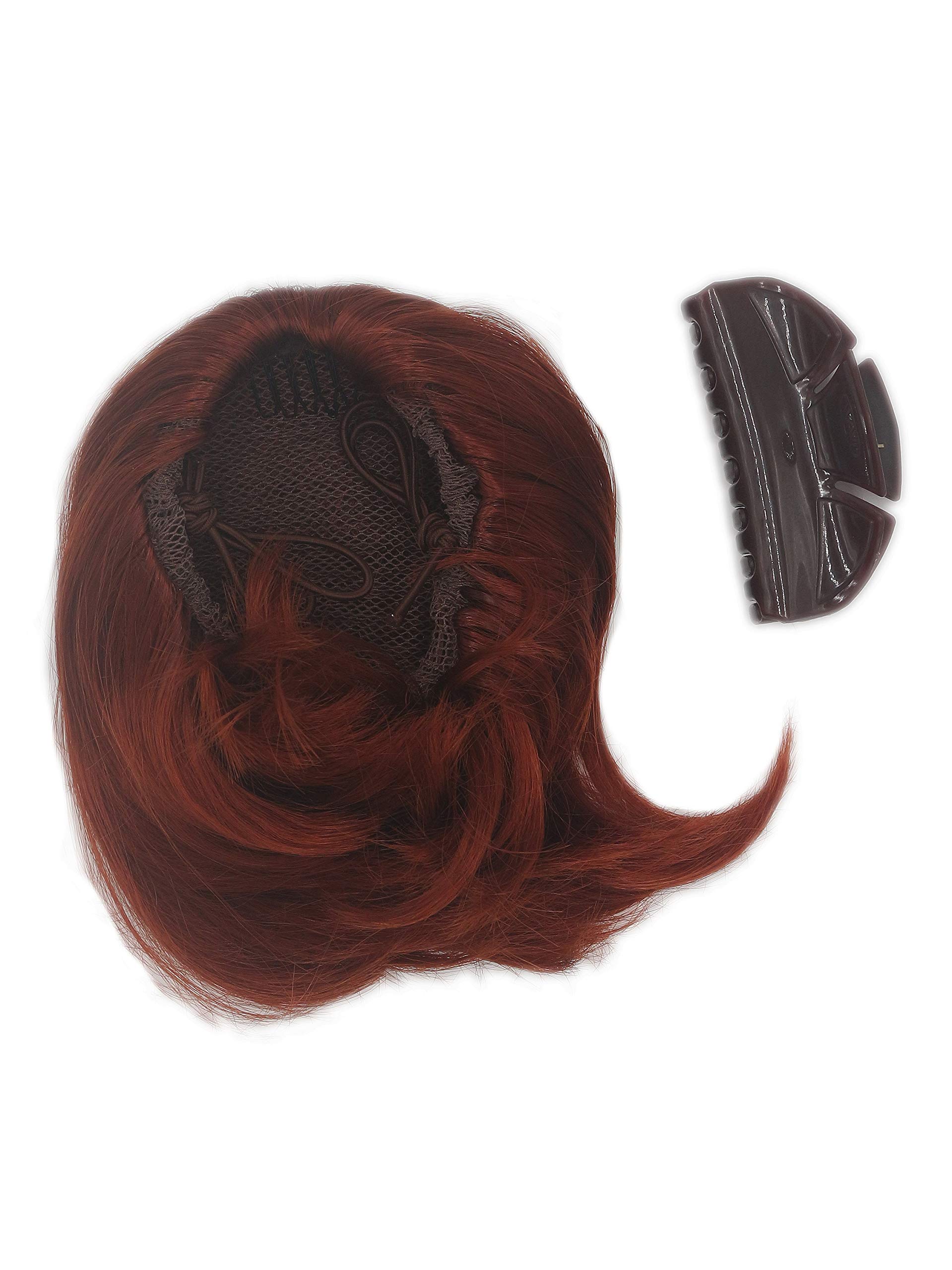 WIG ME UP - 909AB-V-350 Ponytail Hairpiece Extensions very short straight voluminous like hair bun dark copper red - Image 4