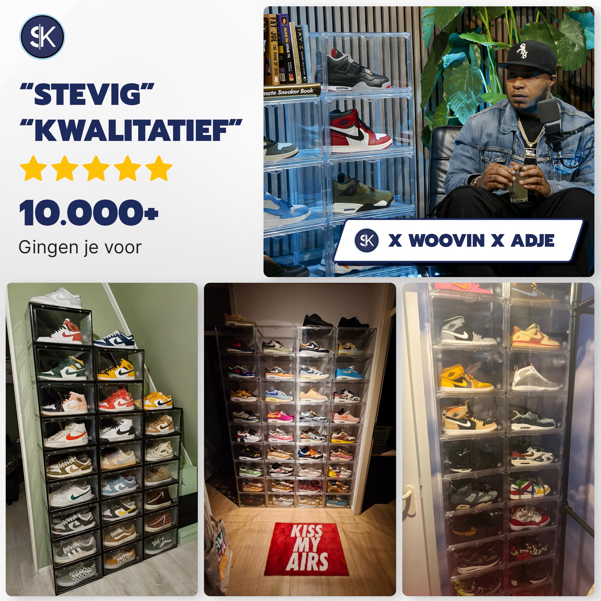 Transparente Sneakerboxen – Transparente Schuhboxen – Acrylmaterial – Magnetverschluss – Stabil und stapelbar – Bis Größe 48 – 4 Stück