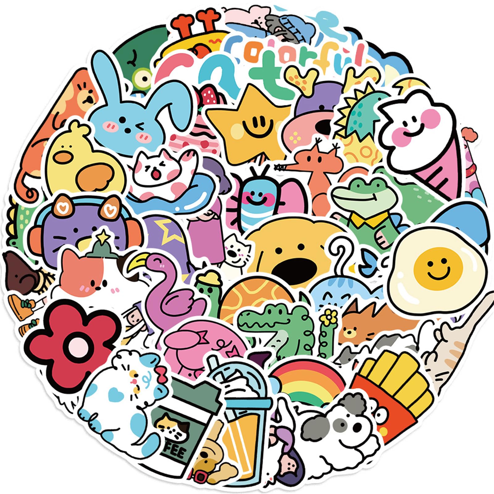 50 Pcs Cute Animal Stickers for Kids, Aesthetic Vinyl Water Bottle Stickers for Kids Waterproof Laptop Kids Stickers Pack, Kids Classroom Prizes for Elementary Students (Pet Planet)