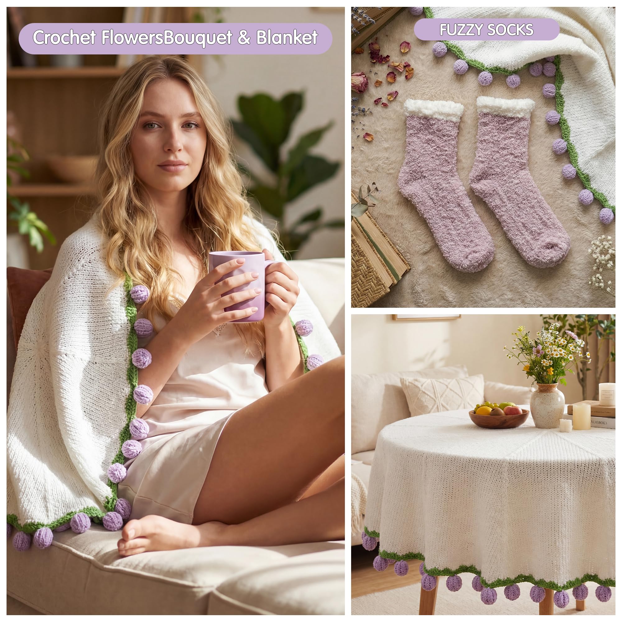 Regalos de cumpleaños para el día de la madre, paquete de cuidado personal para mujeres, cestas de regalo de bienestar pronto, juego de regalo de spa con ramo de flores de ganchillo, regalos únicos