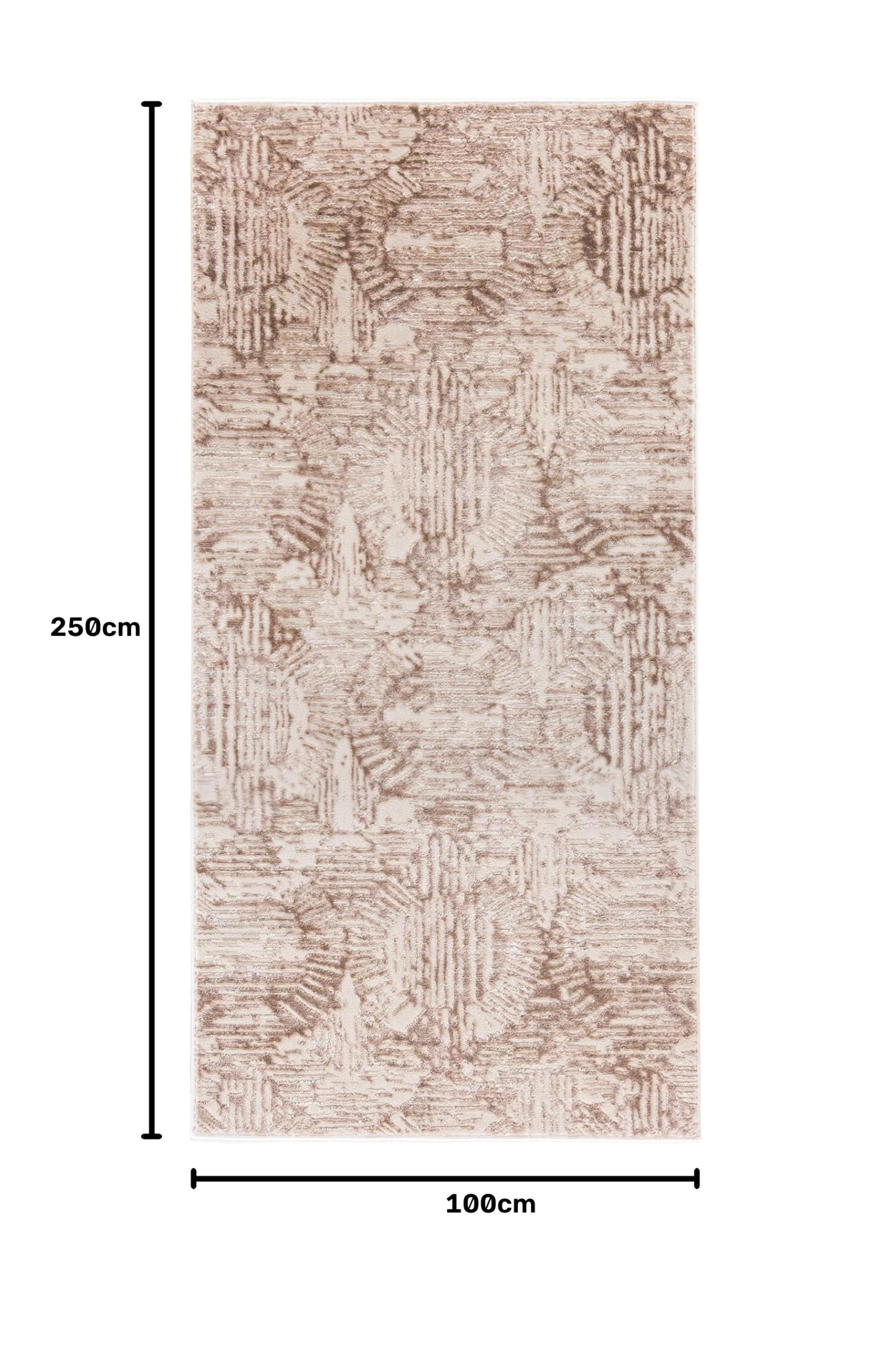 Mazovia Tappeto Passatoia Corridoio 100x250cm Crema Bianco Geometrico