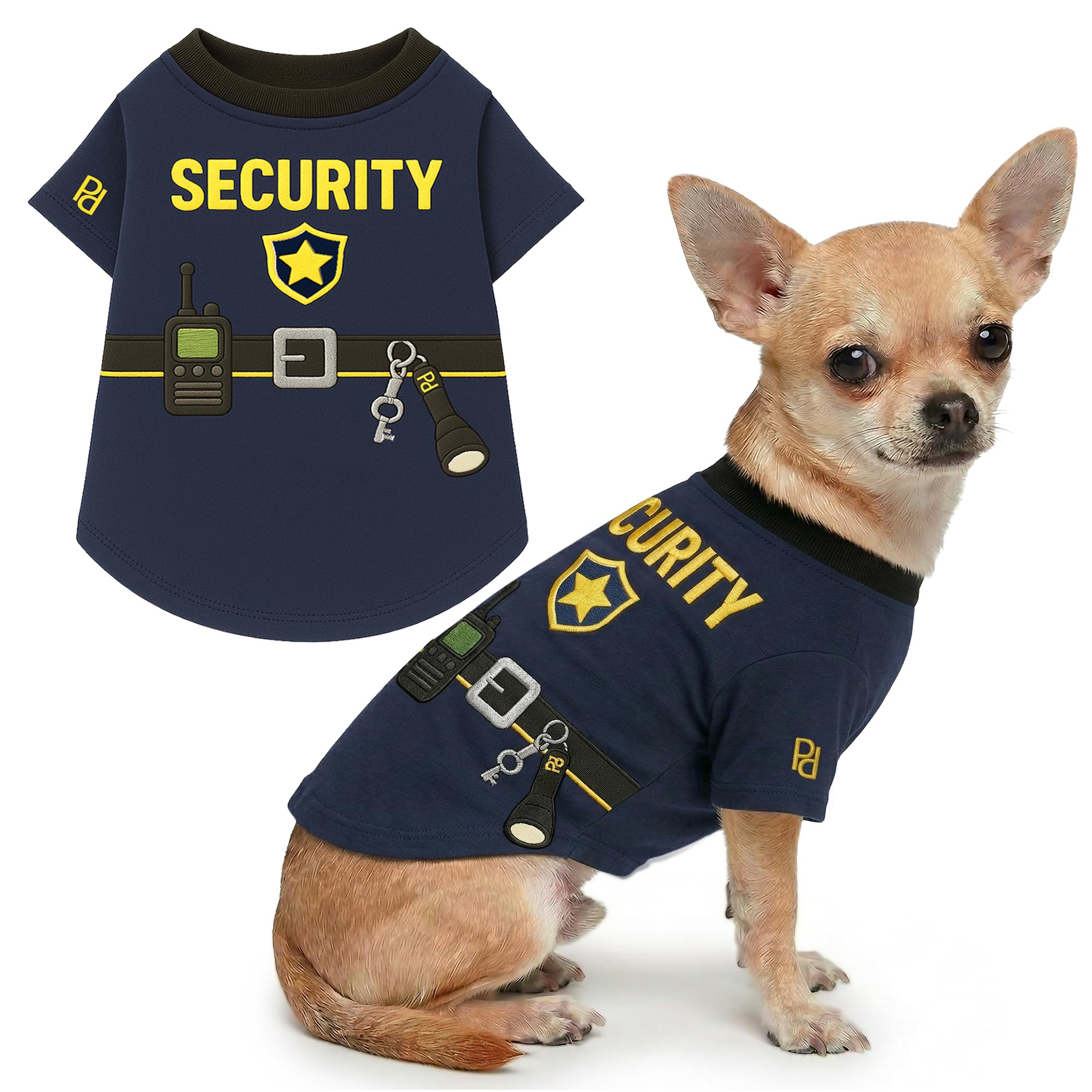 Parisian Pet Dog Security Woofficer Shirt - Halloween Pet Vest - Halloween Shirts for Dogs - Embroidered Pets Clothes - Puppy Halloween Costume - Sleeved Doggy Costumes for Small Dogs - S โ image 1
