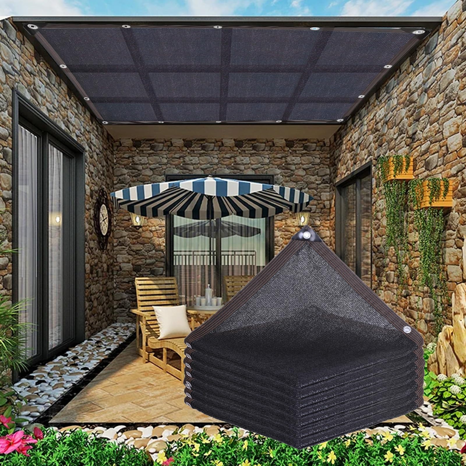 Privacy Shade Cloth 90% Shading Cover - Custom Any Size - Black Sun Shade Net for Plants Cover, Garden, Greenhouse, Pergola, Patio, Chicken Coop, Tomatoes