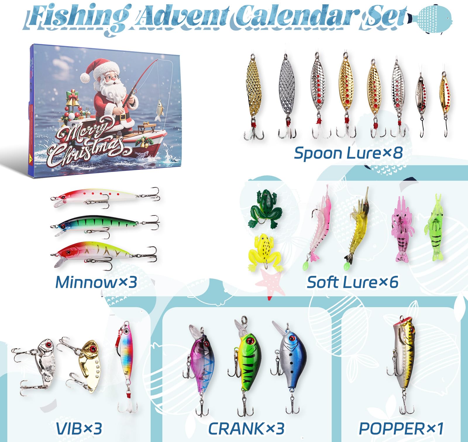 Calendario Dell'Avvento 2024 Per Pescatori – 24 Giorni Di Esche E Accessori Da Pesca, Regalo Per Uomo, Papà, Marito