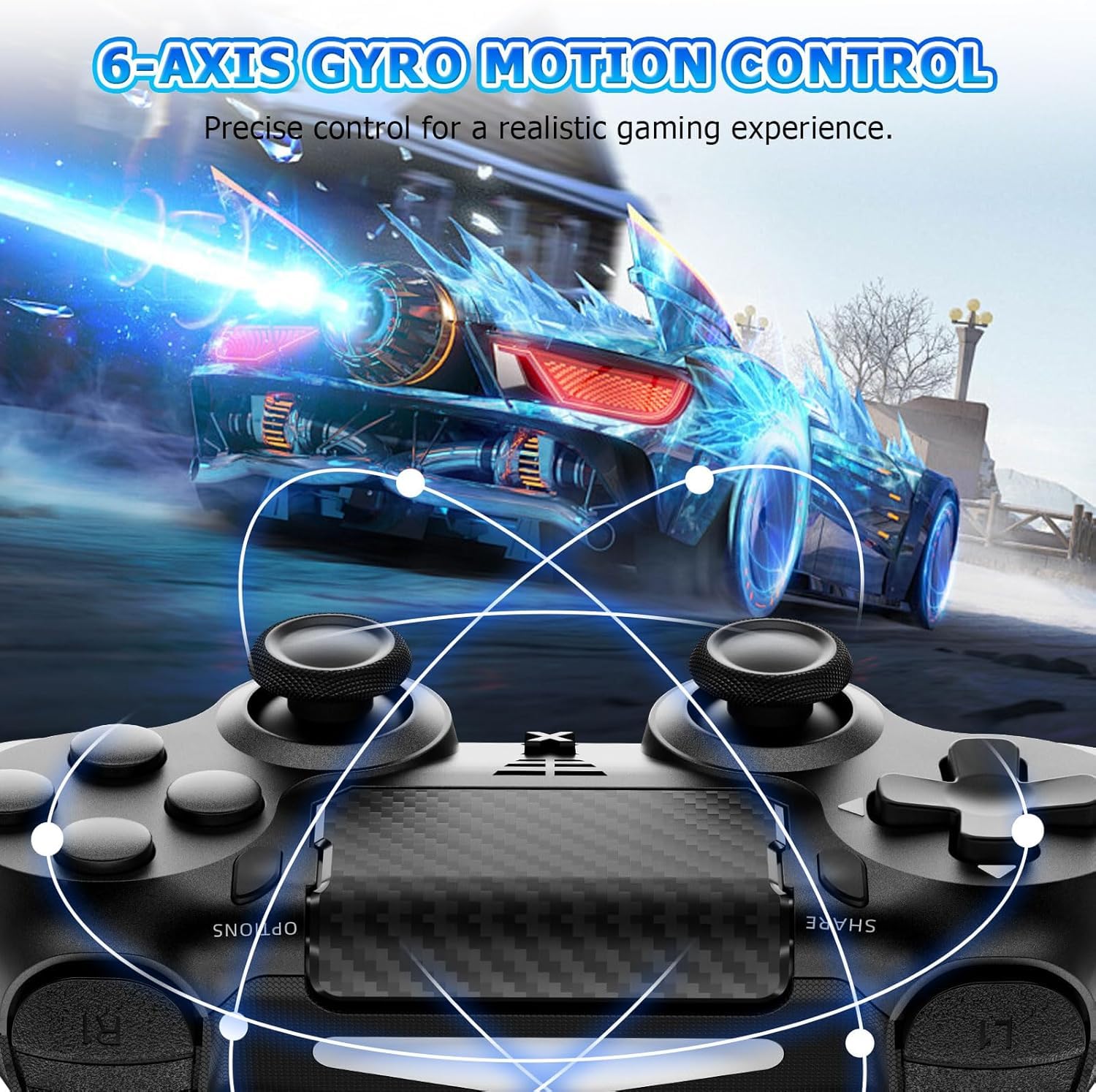 Hycago 2PCS Manette sans pour PS-4, manette de jeu compatible avec PS-4/Slim/Pro, manette de jeu Bluetooth avec double vibration/écran tactile, capteur gyroscopique à 6 axes (Noir+Blanc)