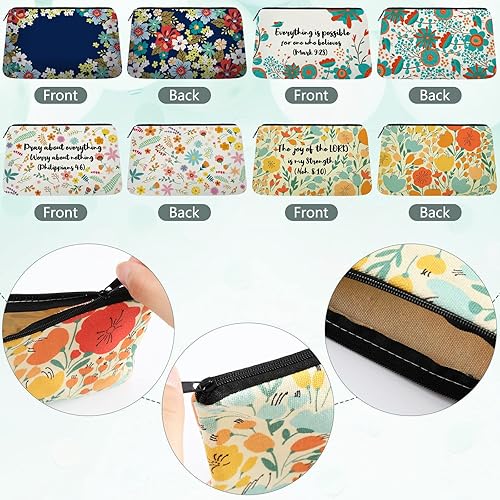 Miniatura 4 de 4 piezas inspiradoras con versículo bíblico para lápices cristianos, bolsas de maquillaje de lona para estudiantes, suministros de diario de oficina