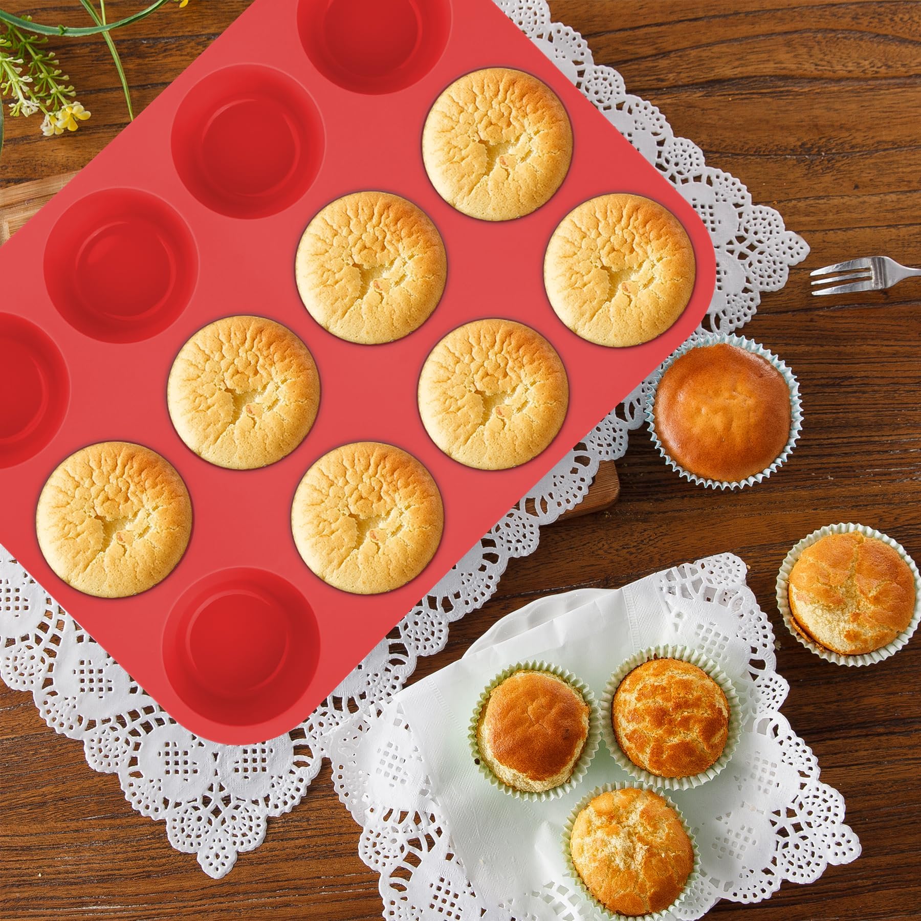 Aschef 14en1 Moule Silicone Patisserie Antiadhésif Moules Gateau Carré Rond Plat a Tarte pour Cake Tartelette Cupcake Pain de Mie Muffin Brioche Donuts Brownie kouglof Savarin Quiche Pizza