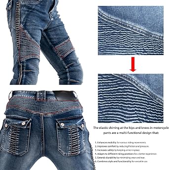 Men's Motorcycle Trousers Protective Safety Jeans Motocross Stretch Tear Resistant Daily Retro Racing Riding Jeans CE Raised Removable Armor