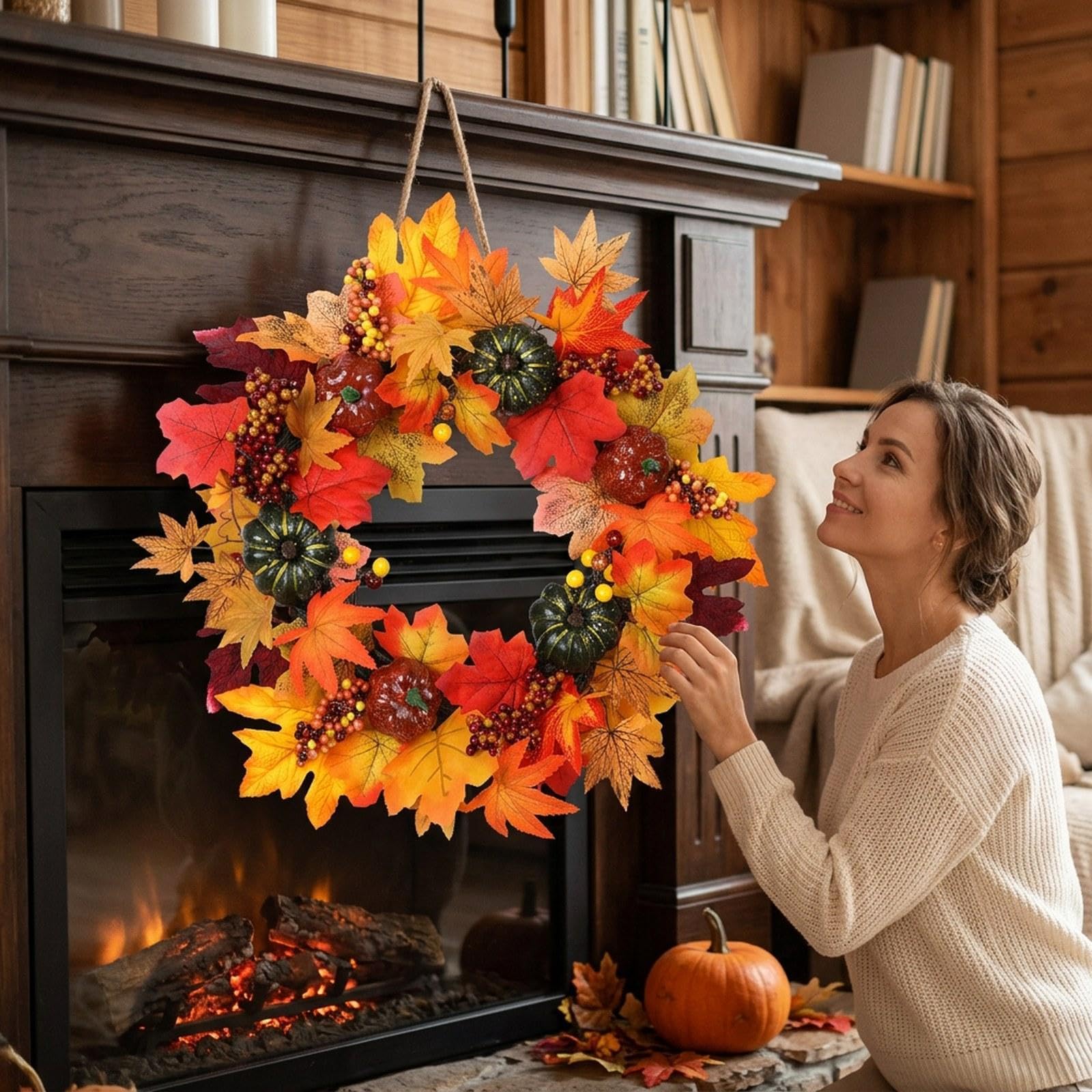 Generic Ghirlanda Autunnale Fatta a Mano con Zucche per La Porta D'ingresso E per Il Giorno Del Ringraziamento.