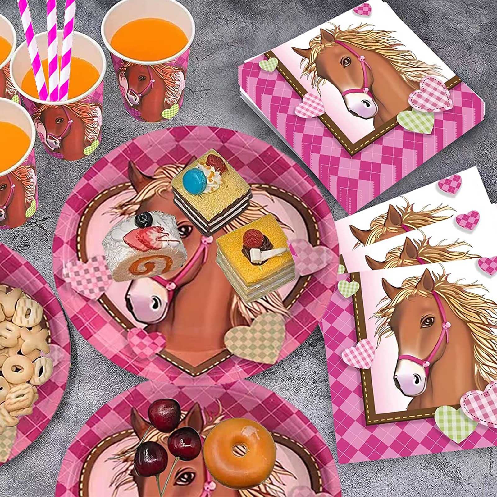 Bymivofun Set de Vaisselle pour Anniversaire de Cheval, pour 16 Invités, Fournitures de Fête de Cheval en Papier, pour les Enfants Décoration de Fête d'anniversaire de Douche sur le Thème du Cheval Bymivofun Set de Vaisselle pour Anniversaire de Cheval, pour 16 Invités, Fournitures de Fête de Cheval en Papier, pour les Enfants Décoration de Fête d'anniversaire de Douche sur le Thème du Cheval
