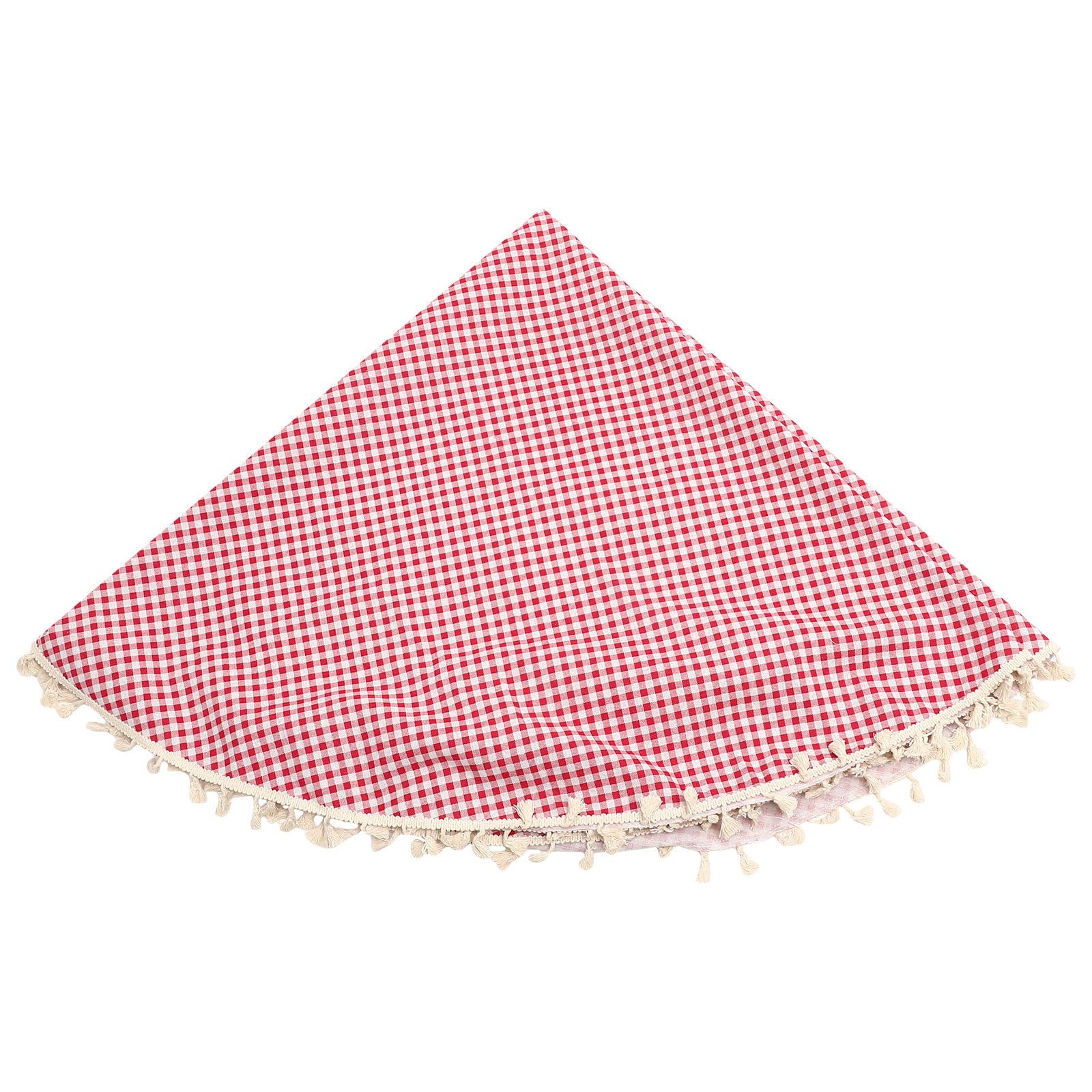 Nappe ronde 150 cm coton-polyester rouge décoration table maison