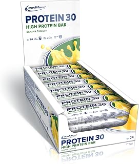 IronMaxx Protein 30 Eiweißriegel – Banane - 24x35g | High Protein Bar 30% Eiweiß, Low Carb & zuckerreduziert | Vitaminreicher Fitness Snack für Muskelaufbau & Diät