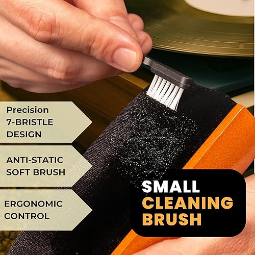 Miniatura 4 de Kit de limpieza de discos de vinilo - Completo 5 en 1 - Incluye cepillo de registro de terciopelo ultrasuave, cepillo de limpieza pequeño, líquido