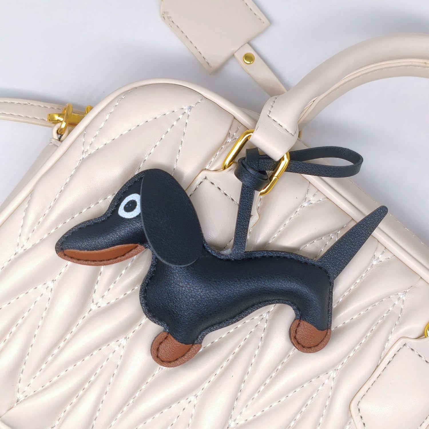 Dachshund Bag Charm, Cute Dog Charm for Purse Handbags Bag Accessories Faux Leather PU Dog Key Charms - Image 5