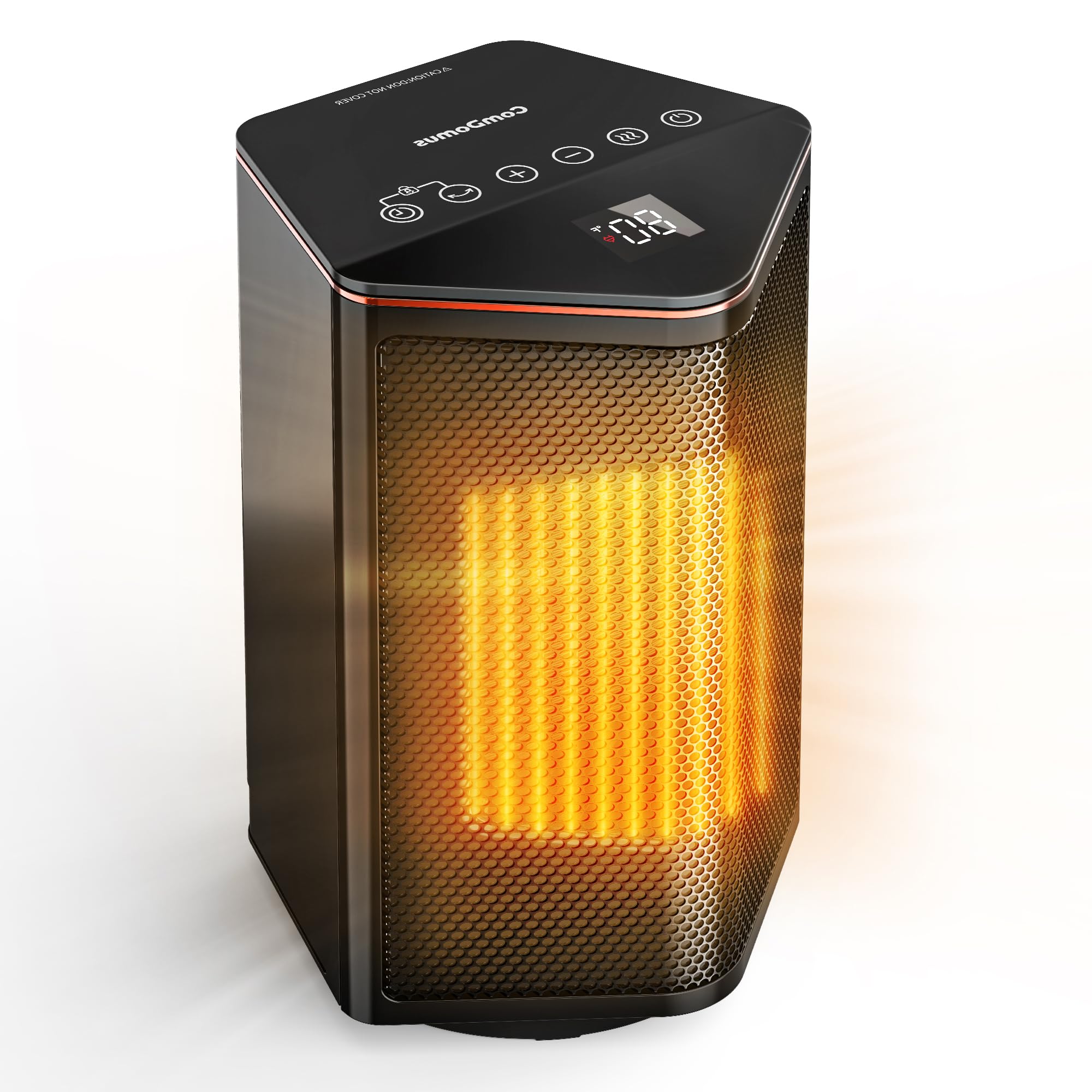 Space Heaters for Indoor Use Black Portable Electric Heater with Remote 70 Oscillation 12H Timer 5 Modes 1500W