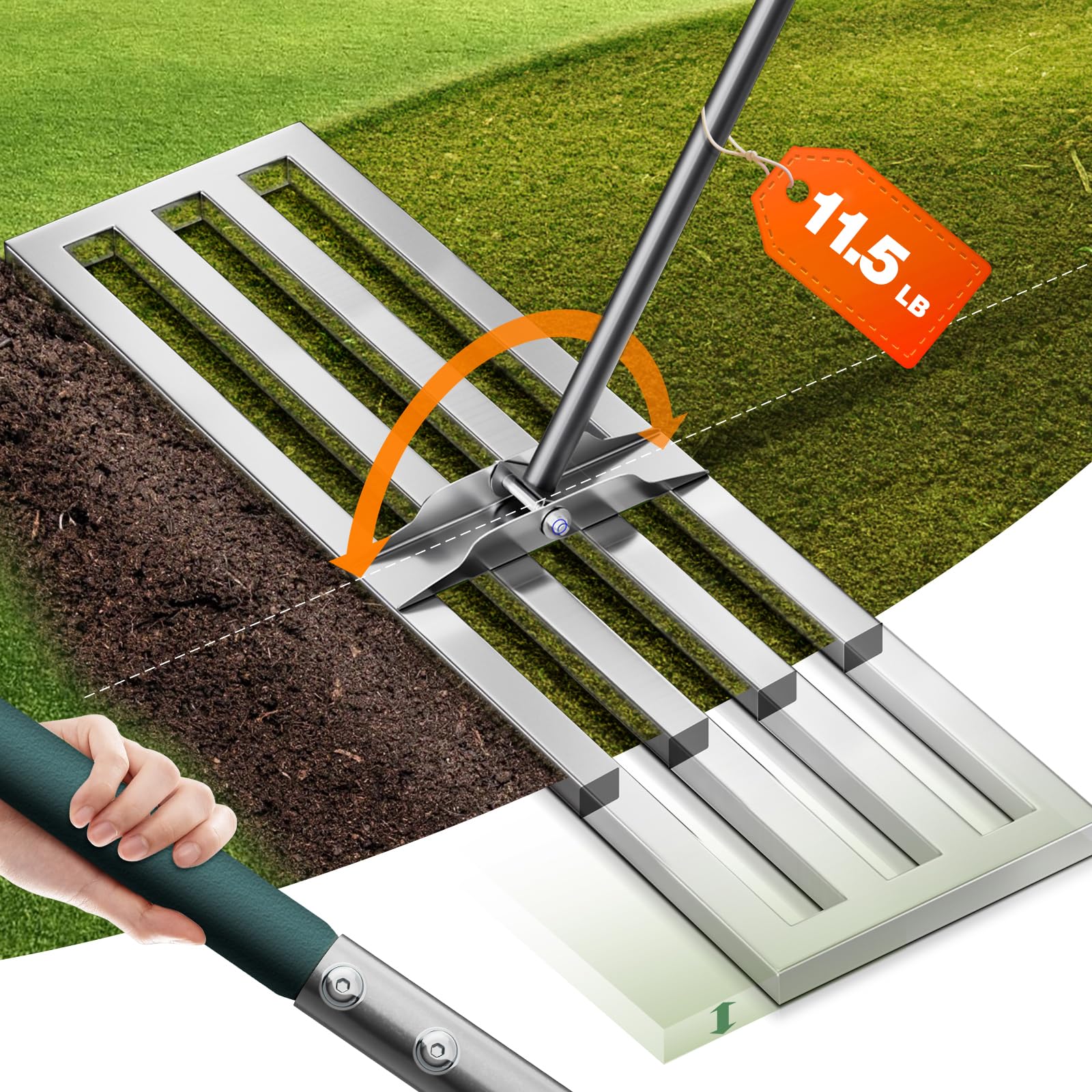 2025 New 30x10 Stainless Steel Lawn Leveling Rake Rake Full ...
