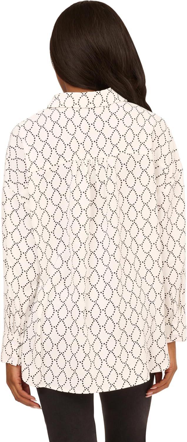 Adrianna Papell Womens Textured Airflow V-Neck Johnny Collar Blouse - Image 2