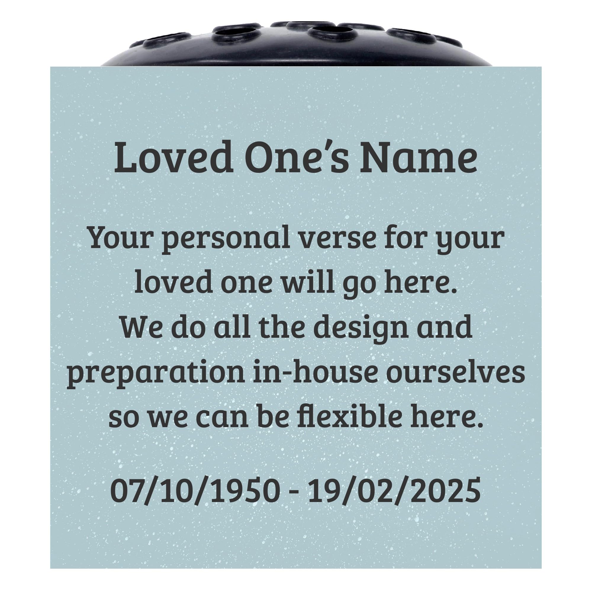 Fully Bespoke Grey Personalised Customised Engraved Memorial Graveside Flower Vase Pot Rose Bowl Grave Side Cemetery Funeral Marker Container Holder