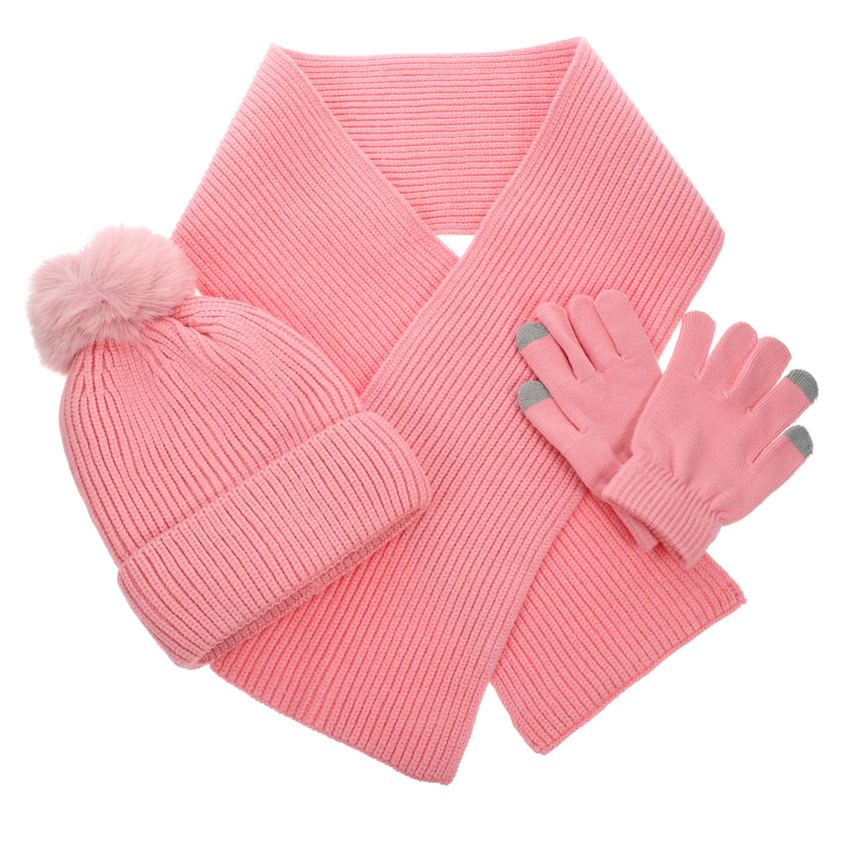 COLLBATH Women's Winter Warm Set Touchscreen Gloves Hat Scarf Kit Soft Material Winter Gloves for Women