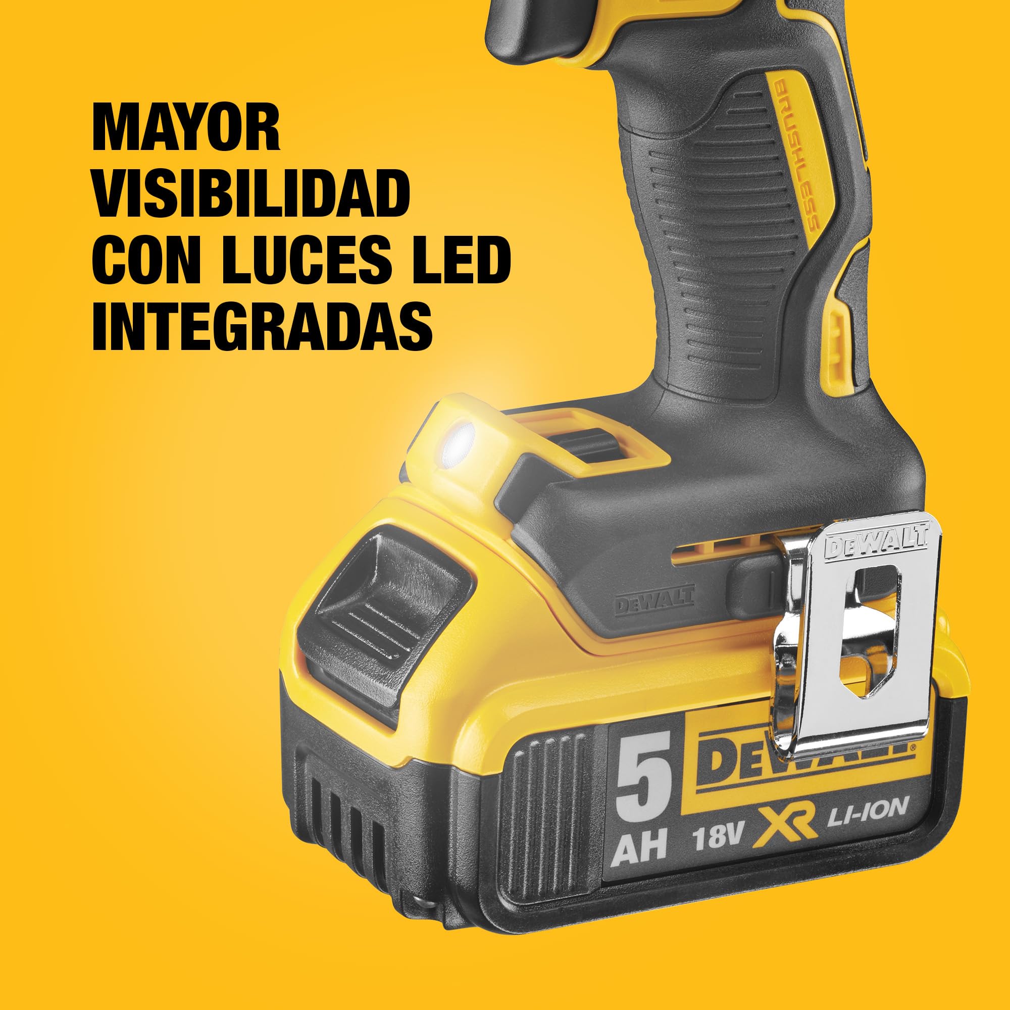 DEWALT - Kit Doble 18V XR Brusless – Incluye Taladro Percutor, Atornillador de Impacto, Maletin, Cargador Multivoltaje y Dos Baterías XR de 5Ah, DCK266P2-QW