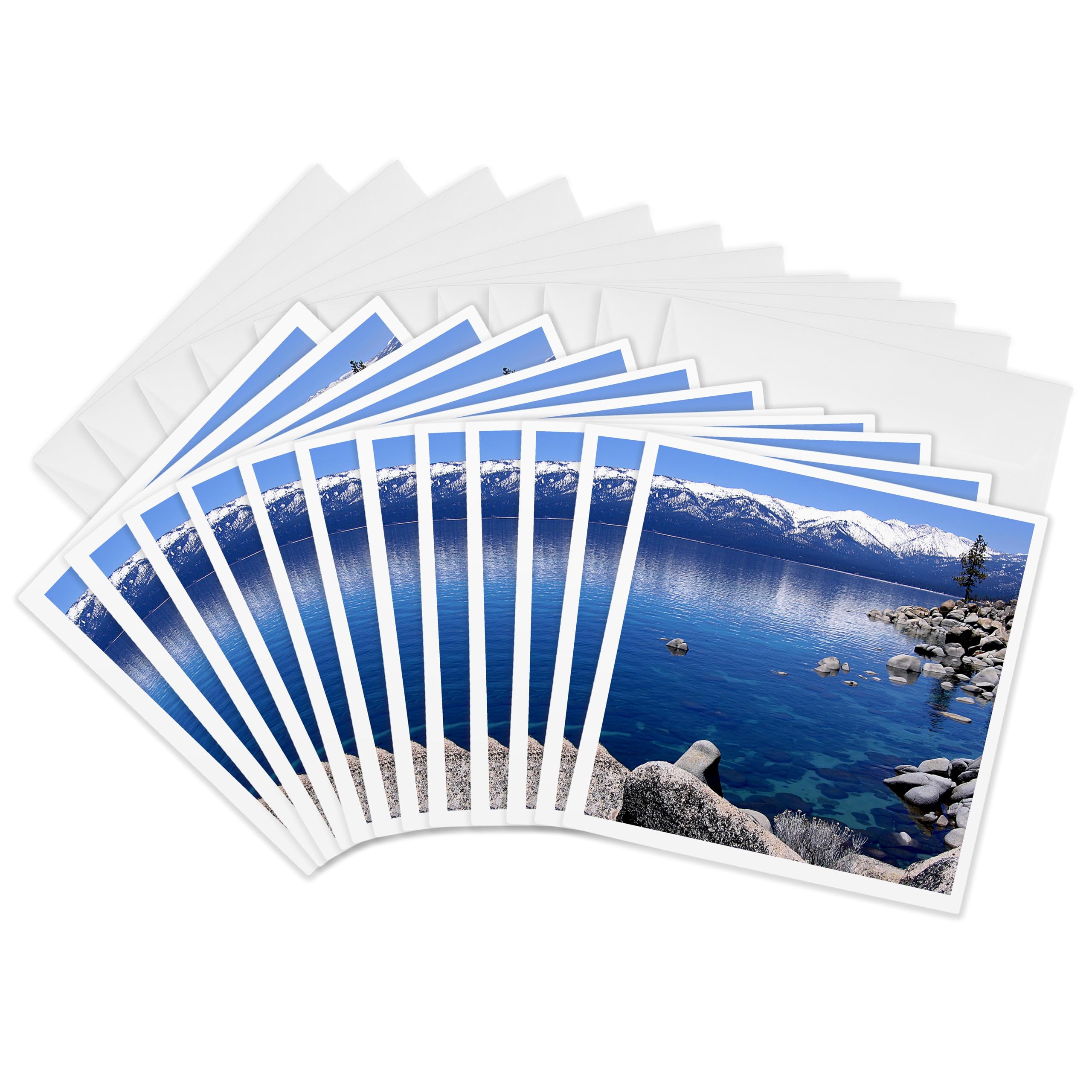 3dRose gc_21901_2 6 x 6-Inch "Tahoe Snow MTS" Greeting Card (Pack of 12)