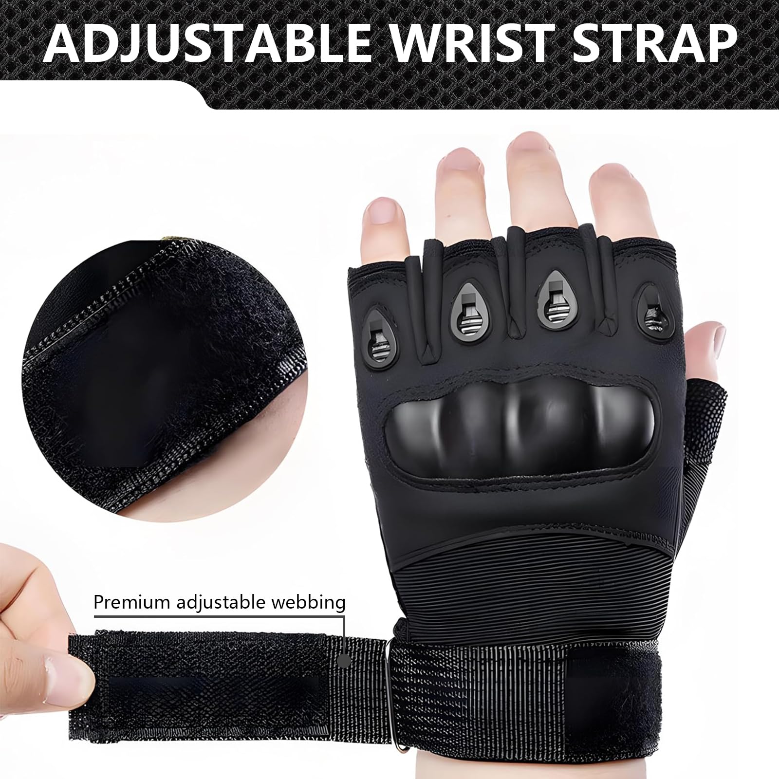 Guantes Tácticos Militares sin Dedos Antideslizantes Transpirables para Moto