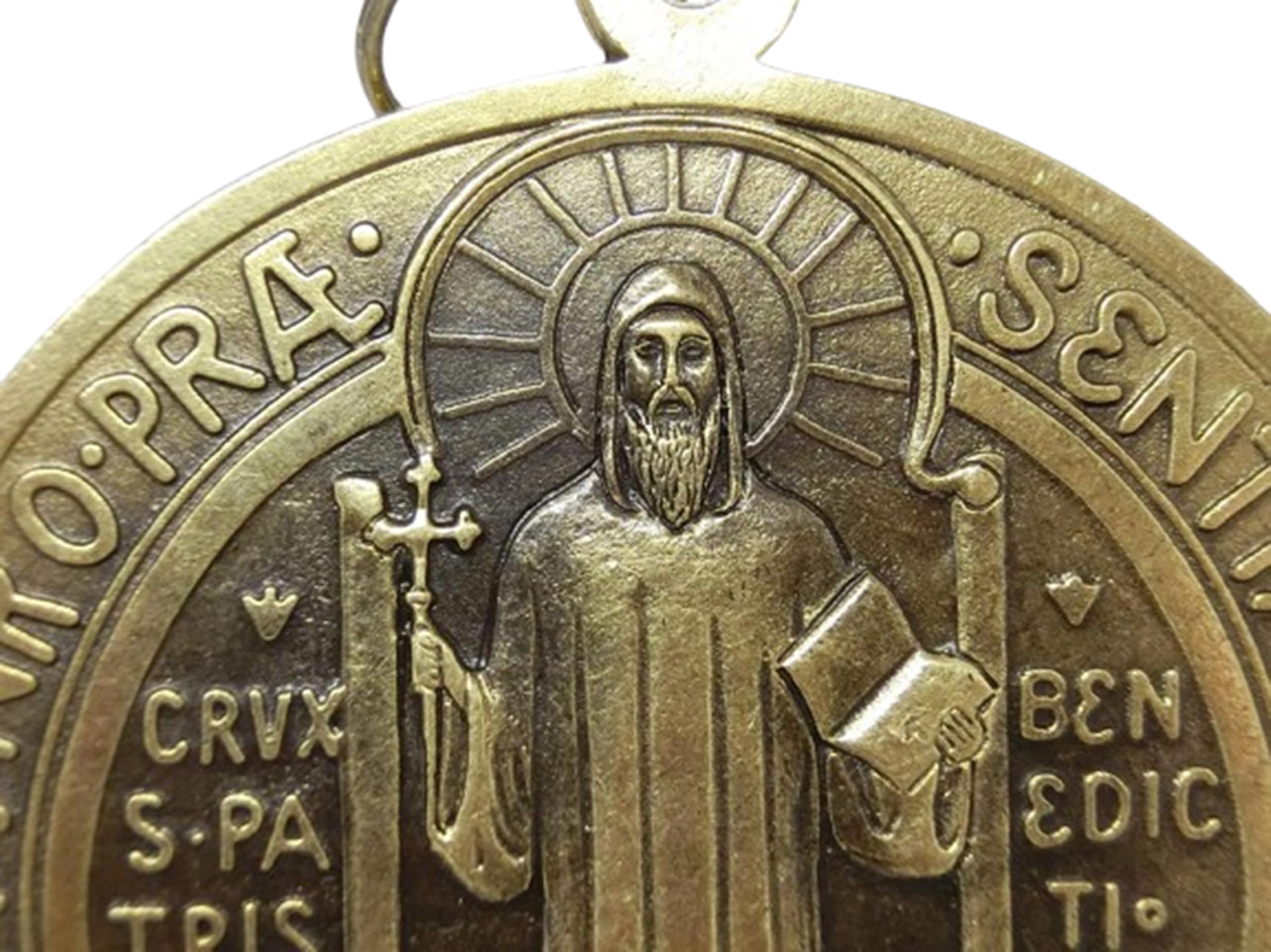 GTBITALY Medalla de cruz de San Benito de latón envejecido, tamaño 10 cm, para exorcistas, exorcistas, exorcismos, sacerdotes, iglesias, 60.400.40