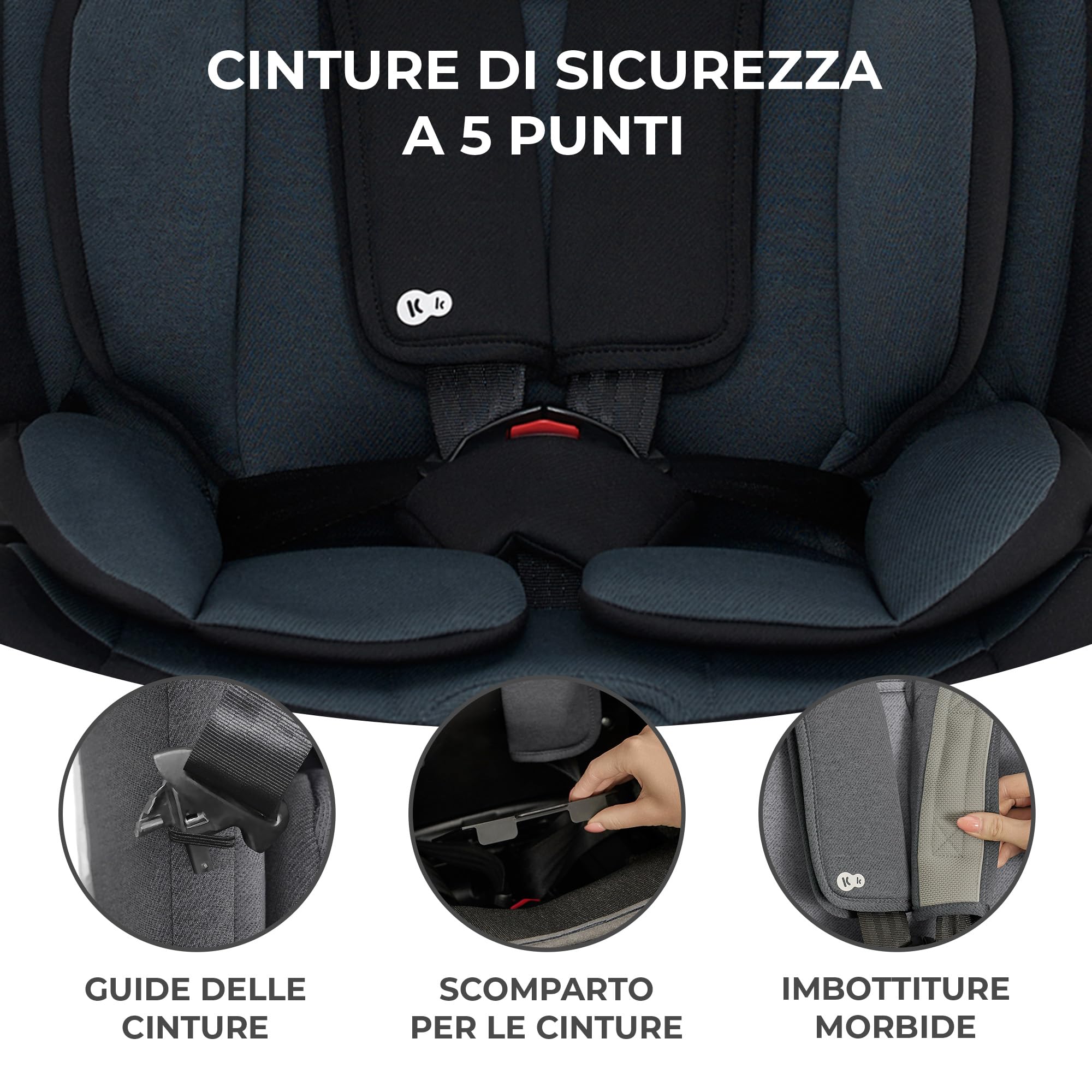 Kinderkraft ONETO3 I-SIZE 76-150 cm Seggiolino Auto 9-36 kg isofix, Alzatina auto bimbi, Poggiatesta regolazione, Cinture di sicurezza, Facile da pulire, Nero