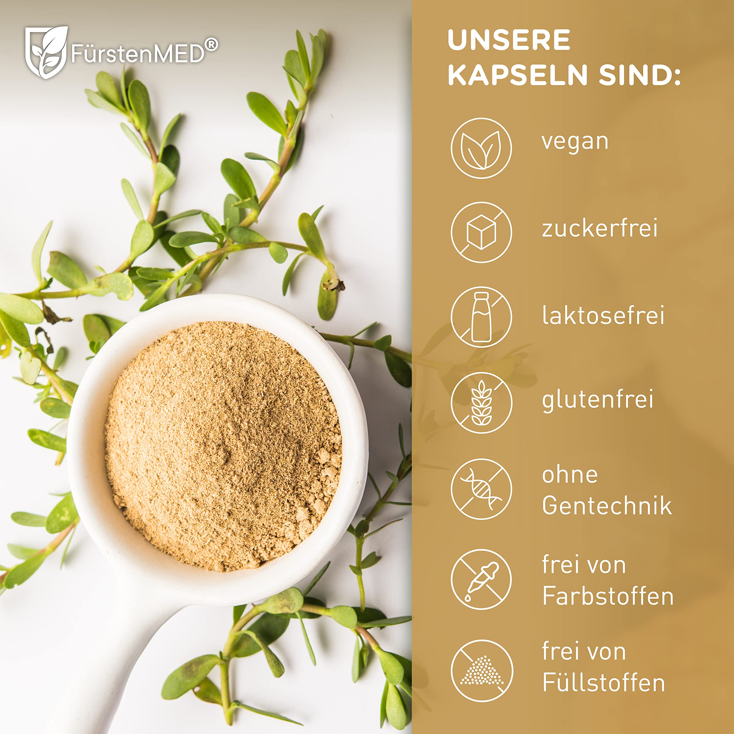 FürstenMED® Brahmi Kapseln Hochdosiert mit 1200 mg je Tagesdosis - 180 Kapseln Bacopa Monnieri Laborgeprüft, Vegan & Ohne Zusatzstoffe