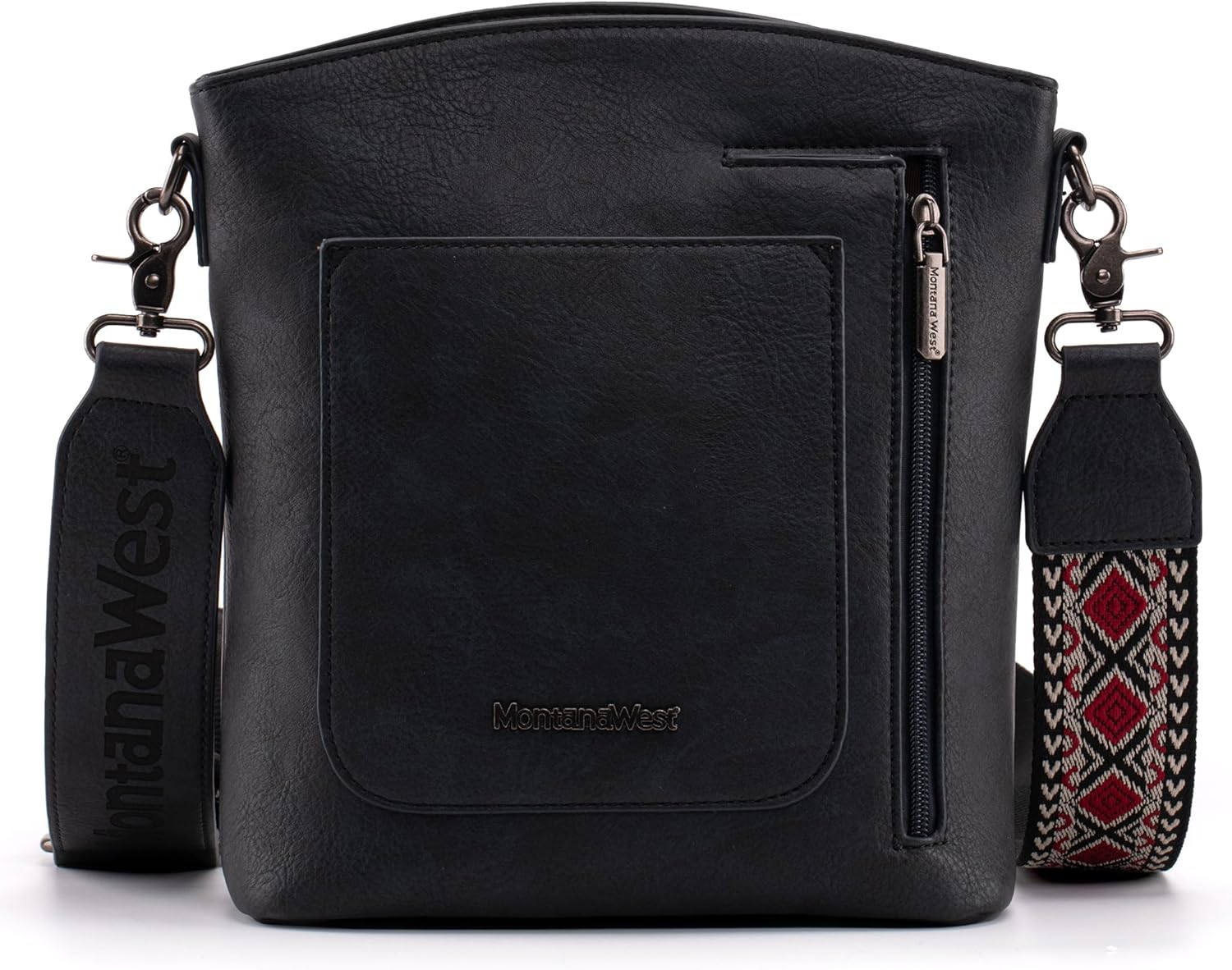 Montana West Multi Zip Pocket Large Crossbody Bag With Guitar Strap - Image 3