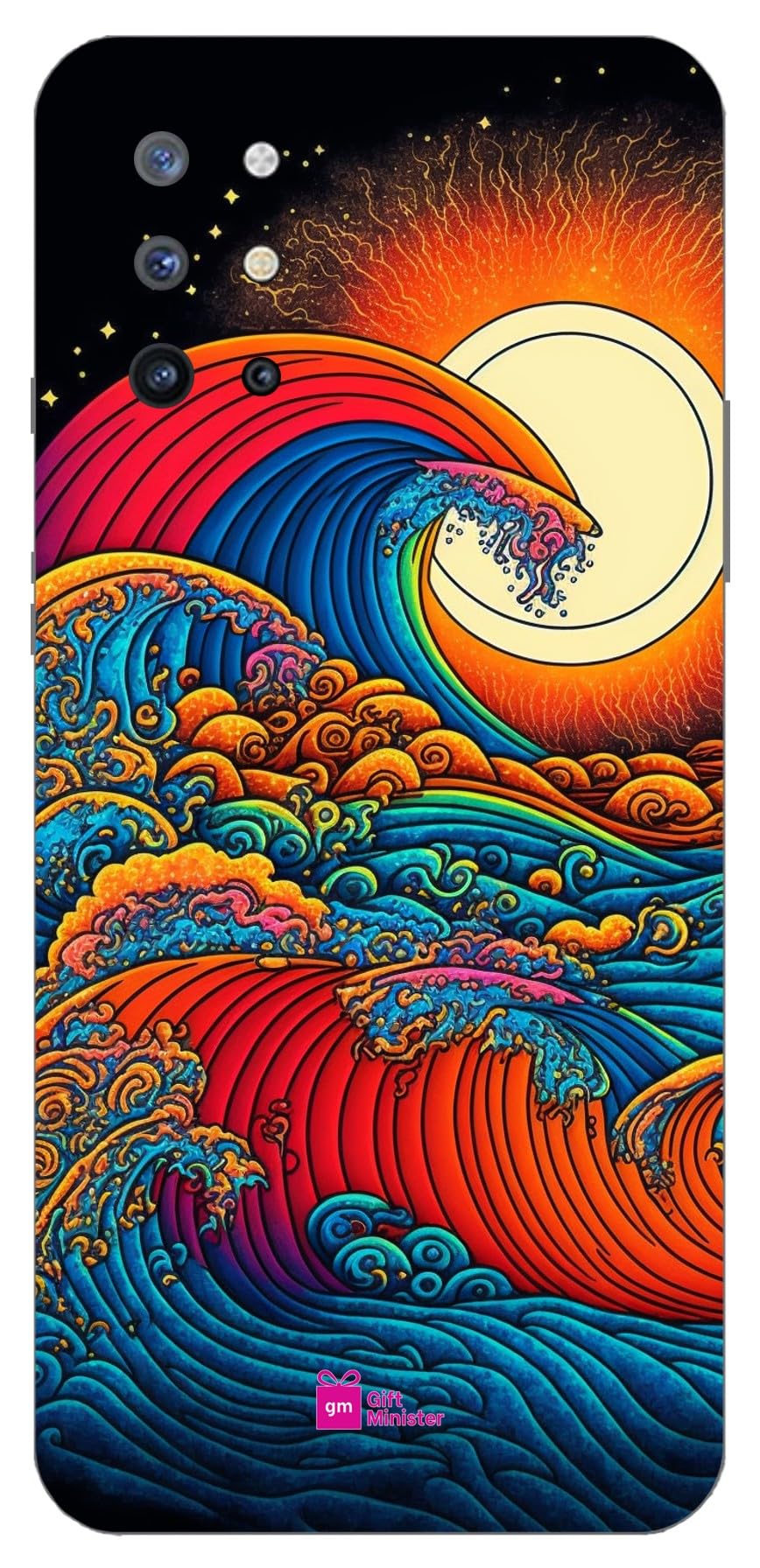 Gift MinisterSoft Designer Mobile Case for Oneplus 8T Back Cover Chocolate - Random Waves Art Complementary Bright Sun Moon Stars Universe Doodle Shockproof Lightweight Clear 1Pcs 1701O