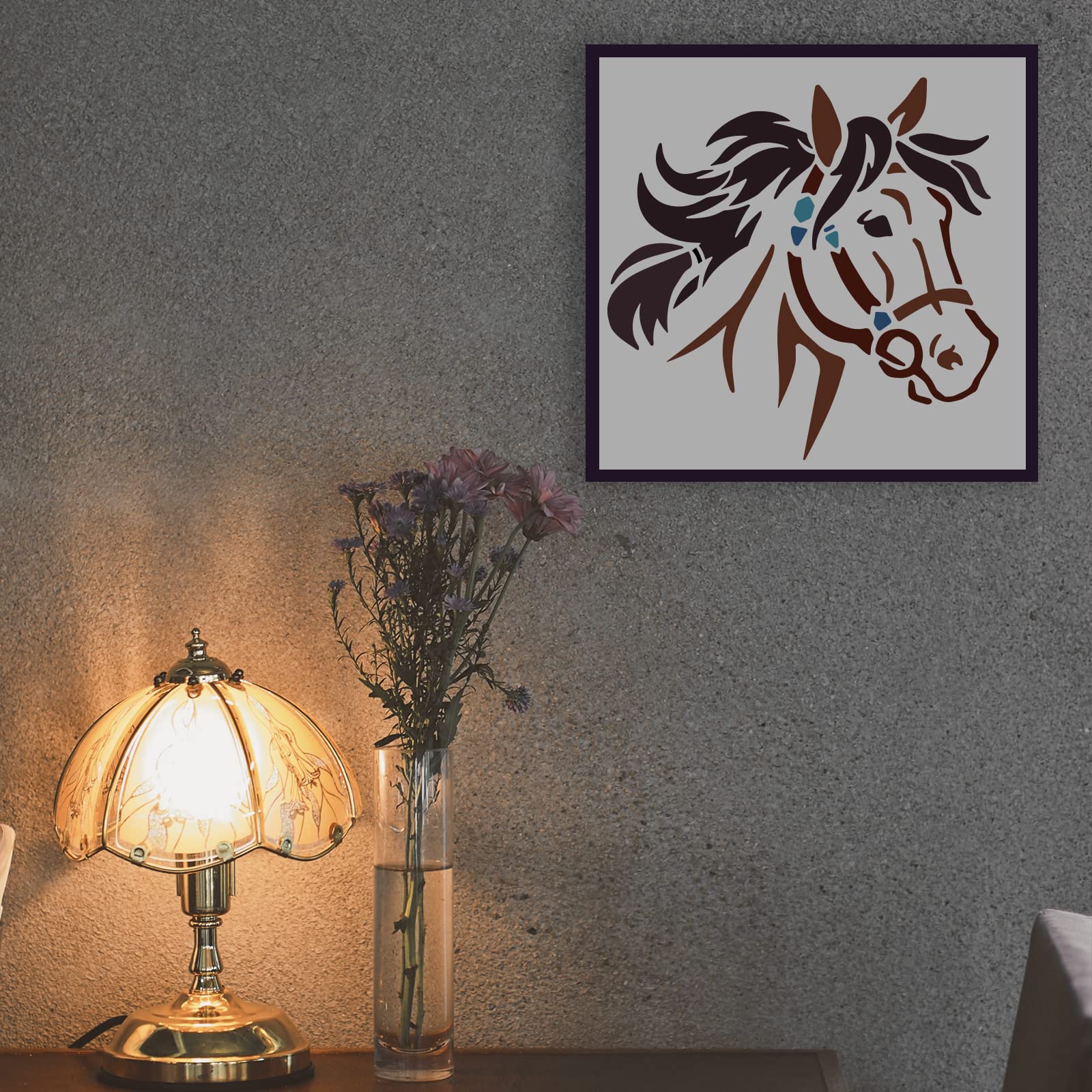 Amazon.co.jp: FINGERINSPIRE 馬の頭ステンシル 11.8x11.8インチ