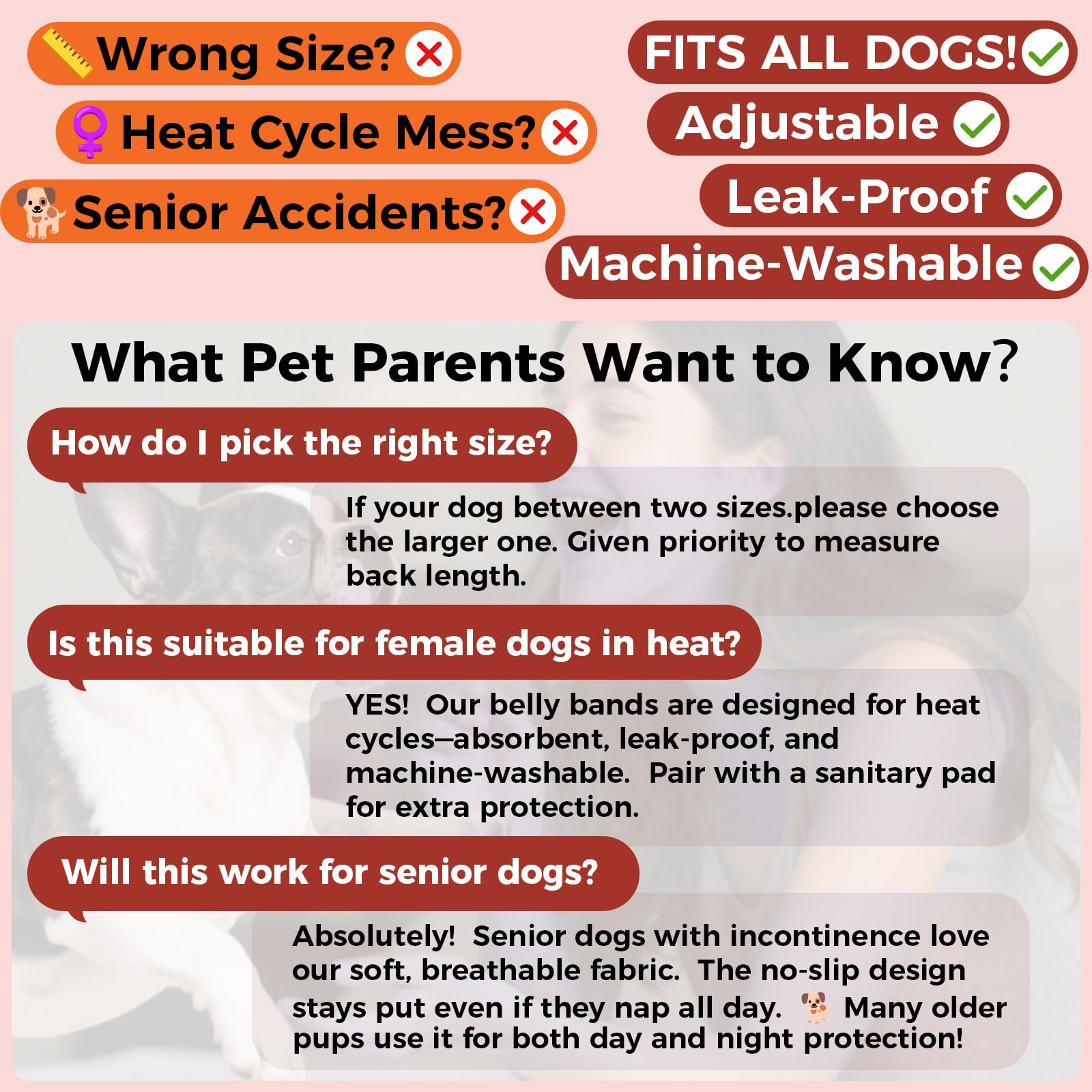 QBLEEV Pañales para perros hembras con tirantes ajustables, bragas sanitarias lavables para perros en celo o incontinencia, a prueba de escapes, reutilizable, ropa interior para mascotas de razas